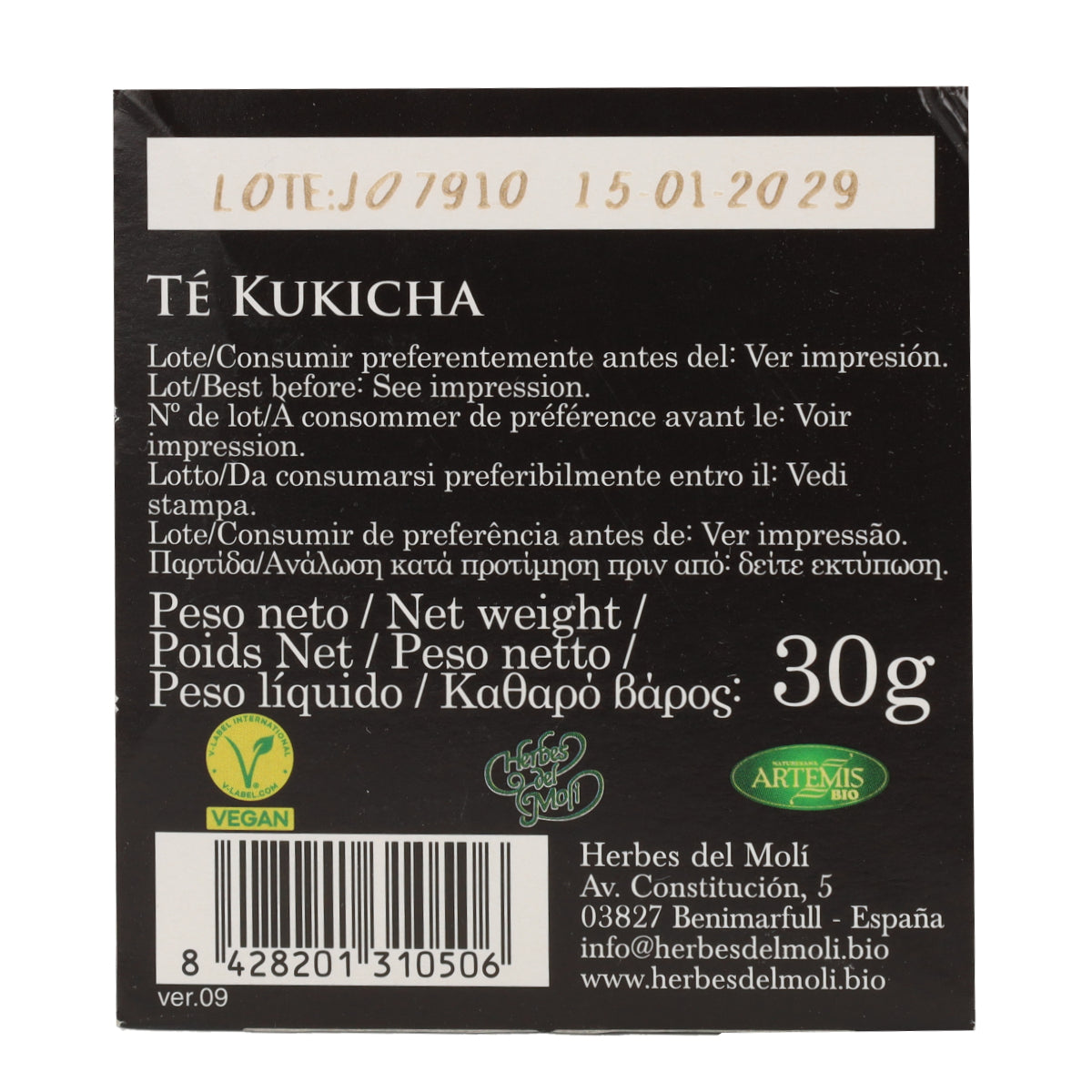 Té Kukicha Artemis Bio 20 bolsitas