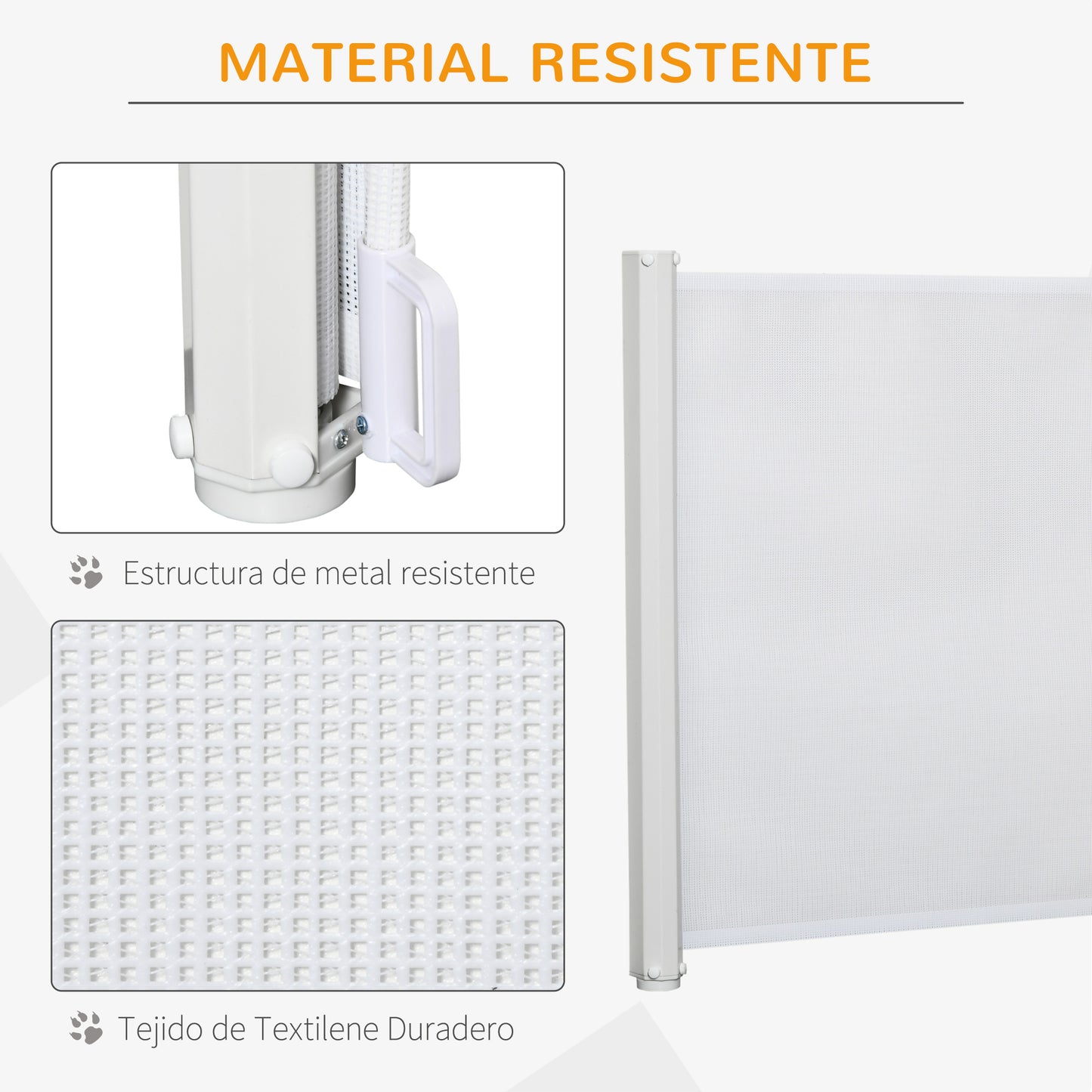 Pawhut Barrera Para Perros Retráctil Con Ancho Ajustable 5,5-115 Cm Blanco_5