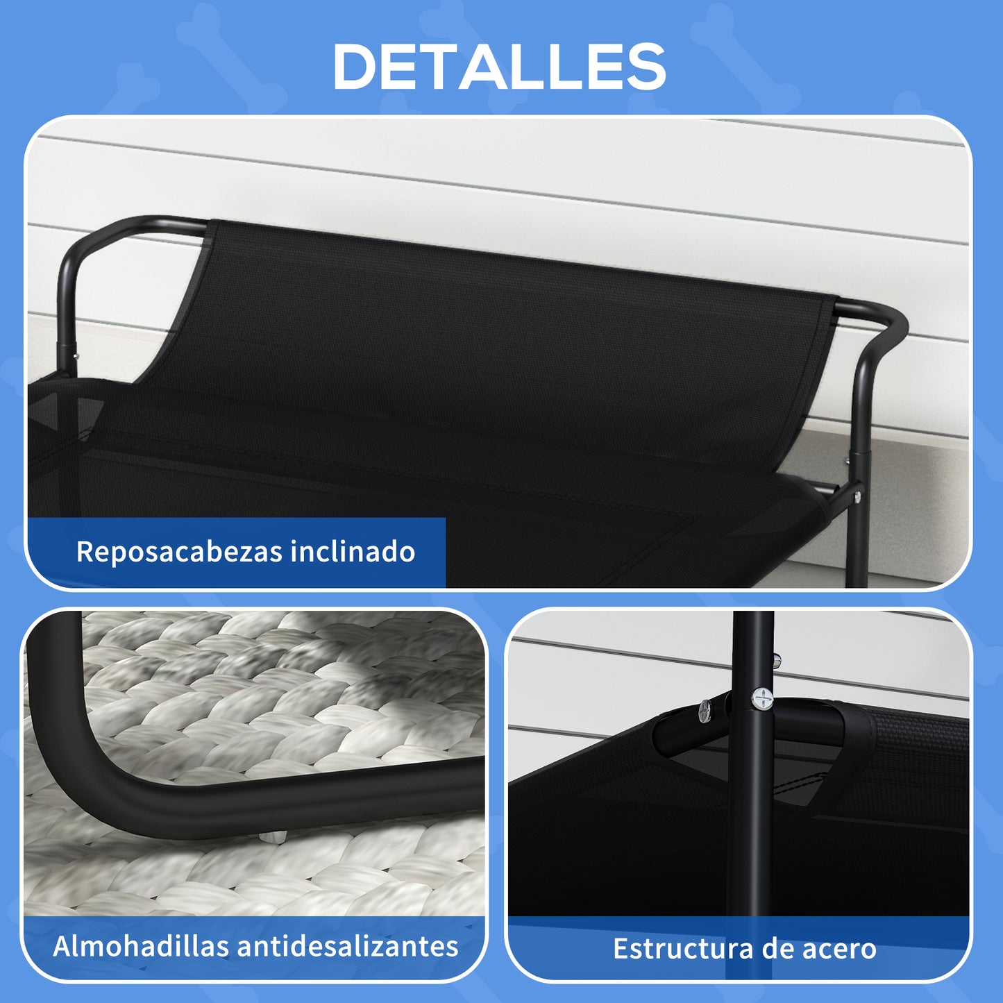 Pawhut Cama Elevada Para Perros Refrescante Y Transpirable 106x81x33 Cm Negro_5