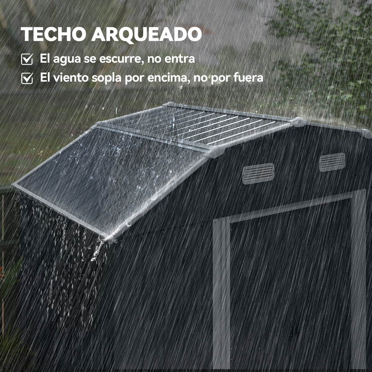 Outsunny Cobertizo De Jardín Exterior 2,7 M² 238x132x198,5 Cm Con Base Gris_5