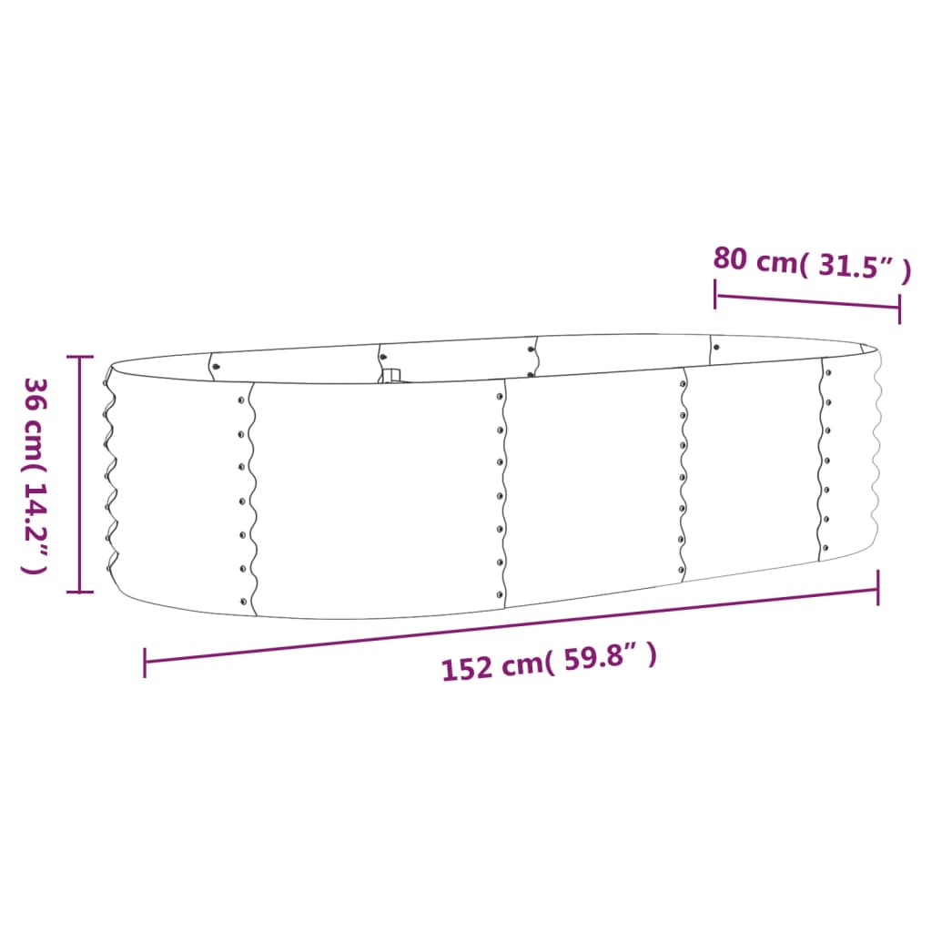 Jardinera Arriate Acero Galvanizado Verde 152x80x36 Cm_5