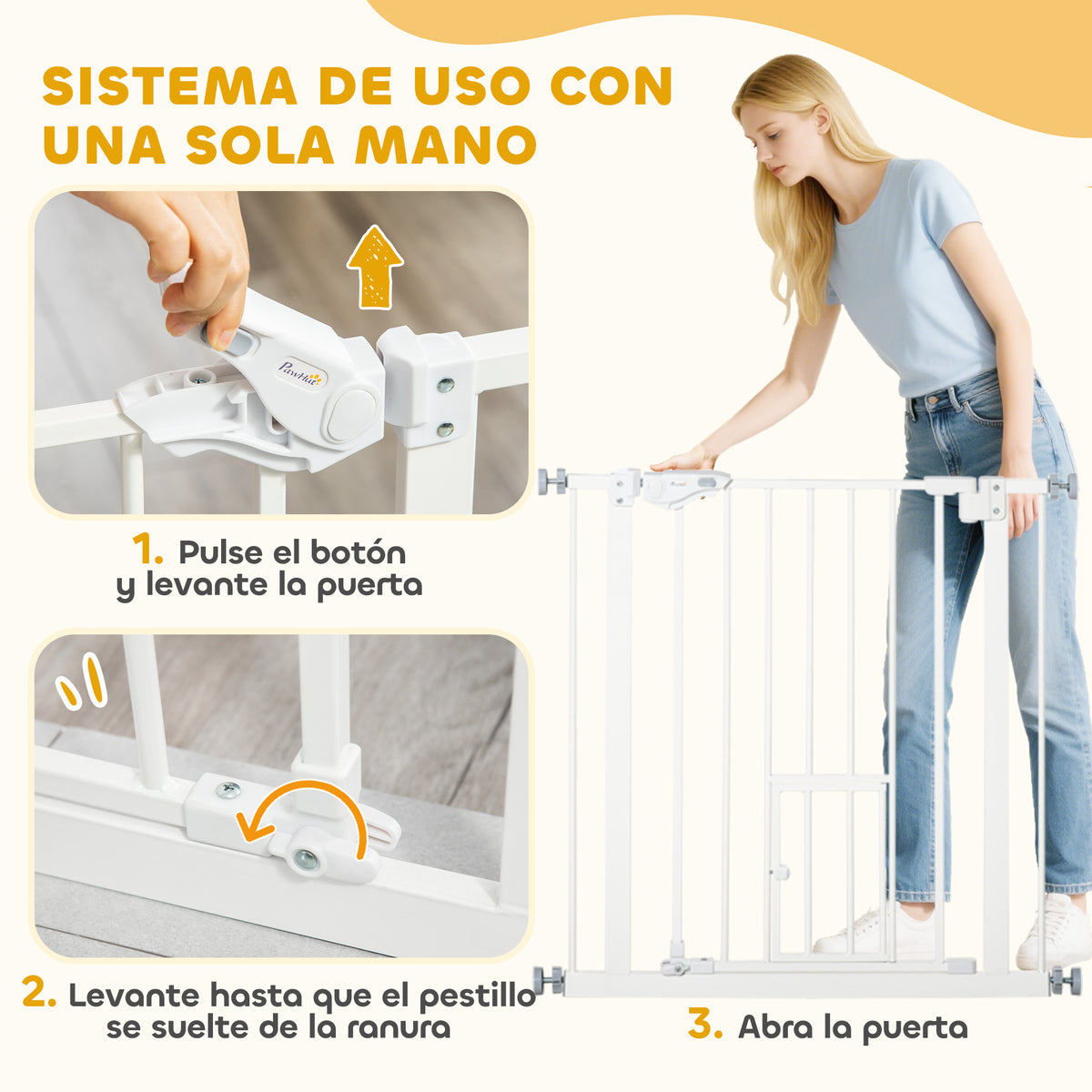 Pawhut Barrera De Seguridad Para Perros Extensible 74-80x76,2 Cm Blanco_5