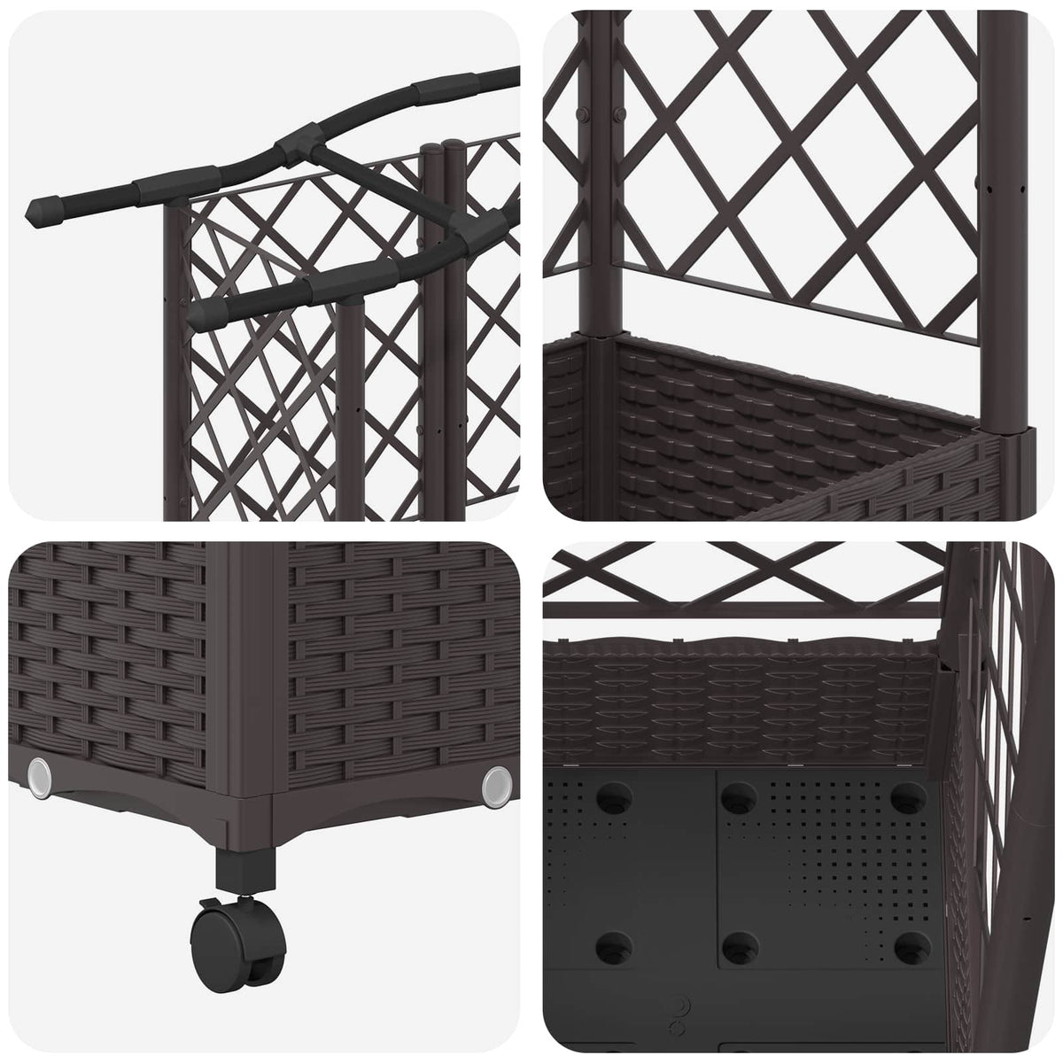 Cama Elevada Con Trellis Y Techo Marrón 124 X 40 X 129 Cm Pp_5