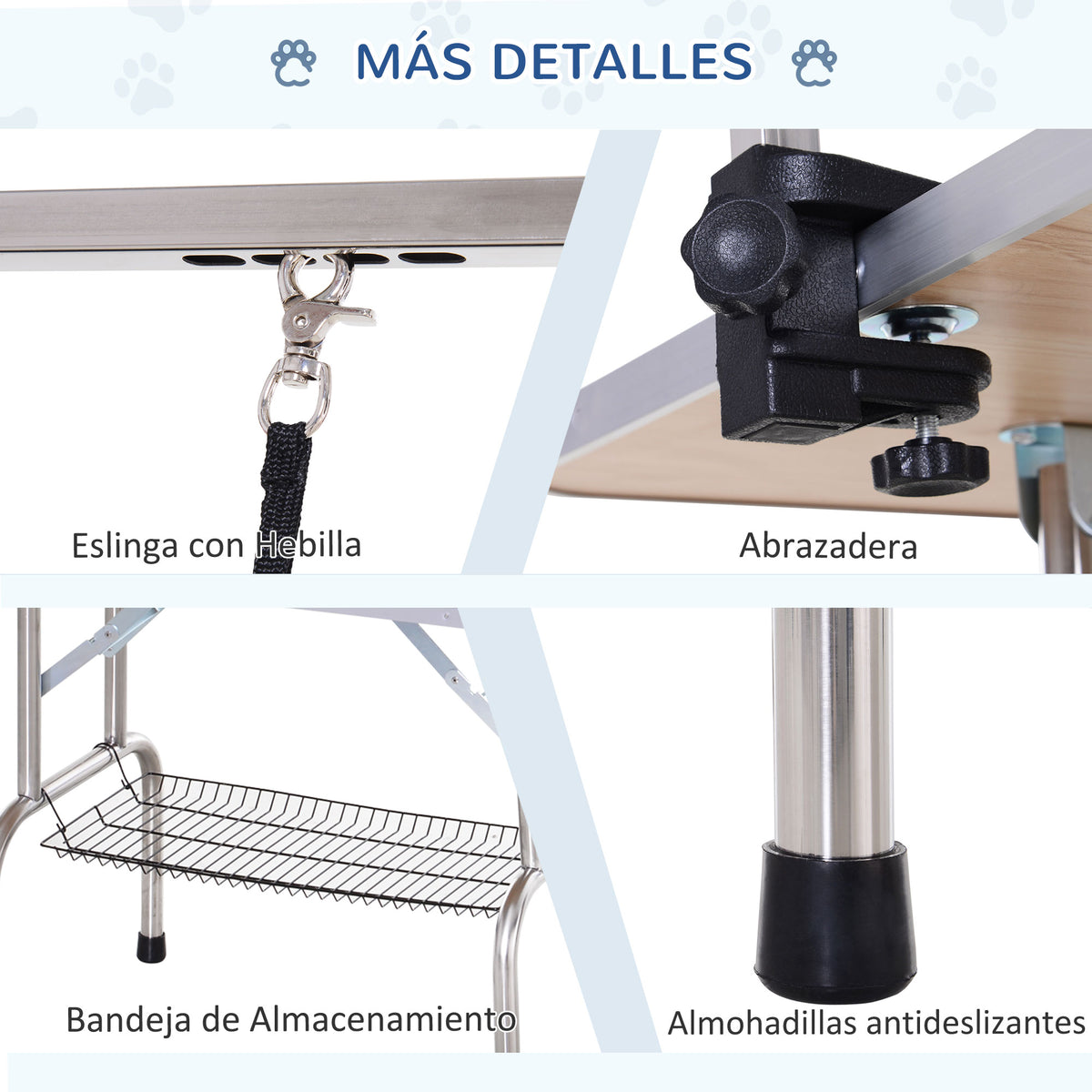Mesa De Peluquería Para Mascotas Pawhut Azul 107x60x170 Cm_5