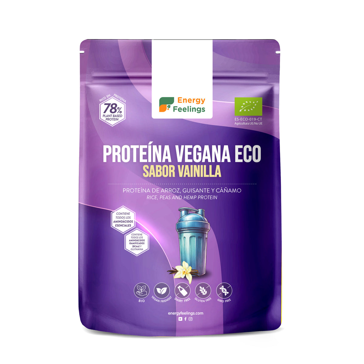 Energy Feelings Proteína Vegana ECO 75 % Vainilla 1 kg