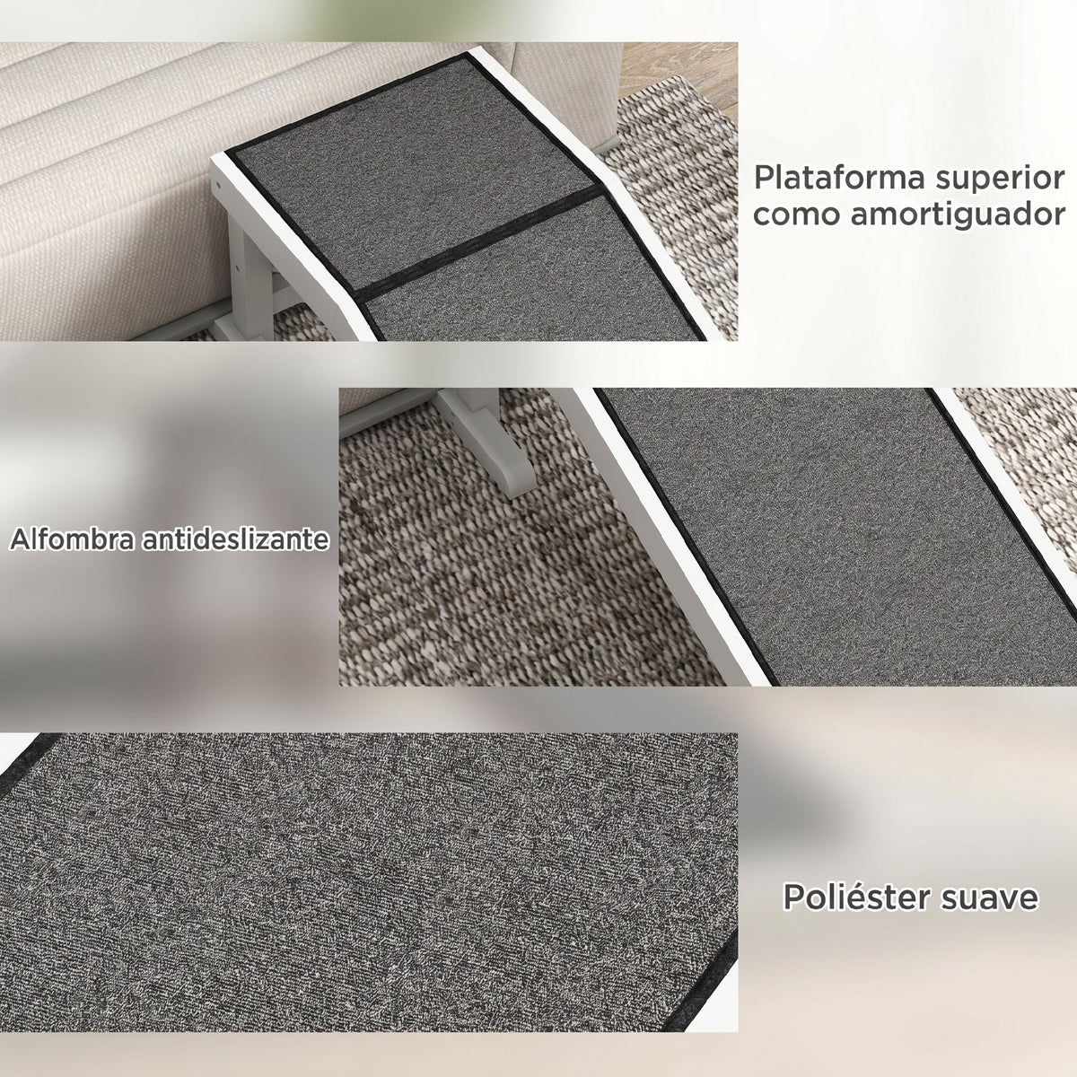 Pawhut Rampa Para Perros De Madera Con Alfombra Antideslizante 125x40x35,5 Cm_5