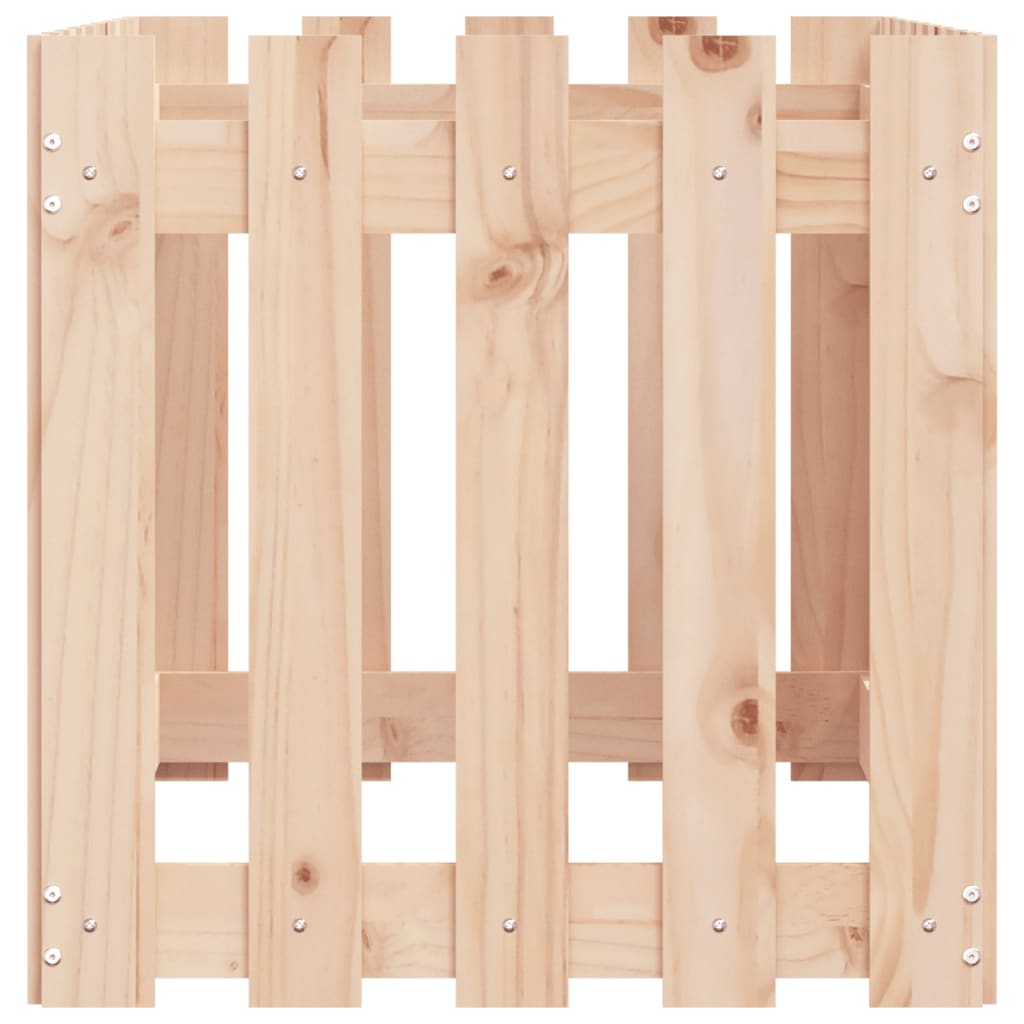 Arriate Elevado Jardín Con Valla Madera Maciza Pino 100x50x50cm_5