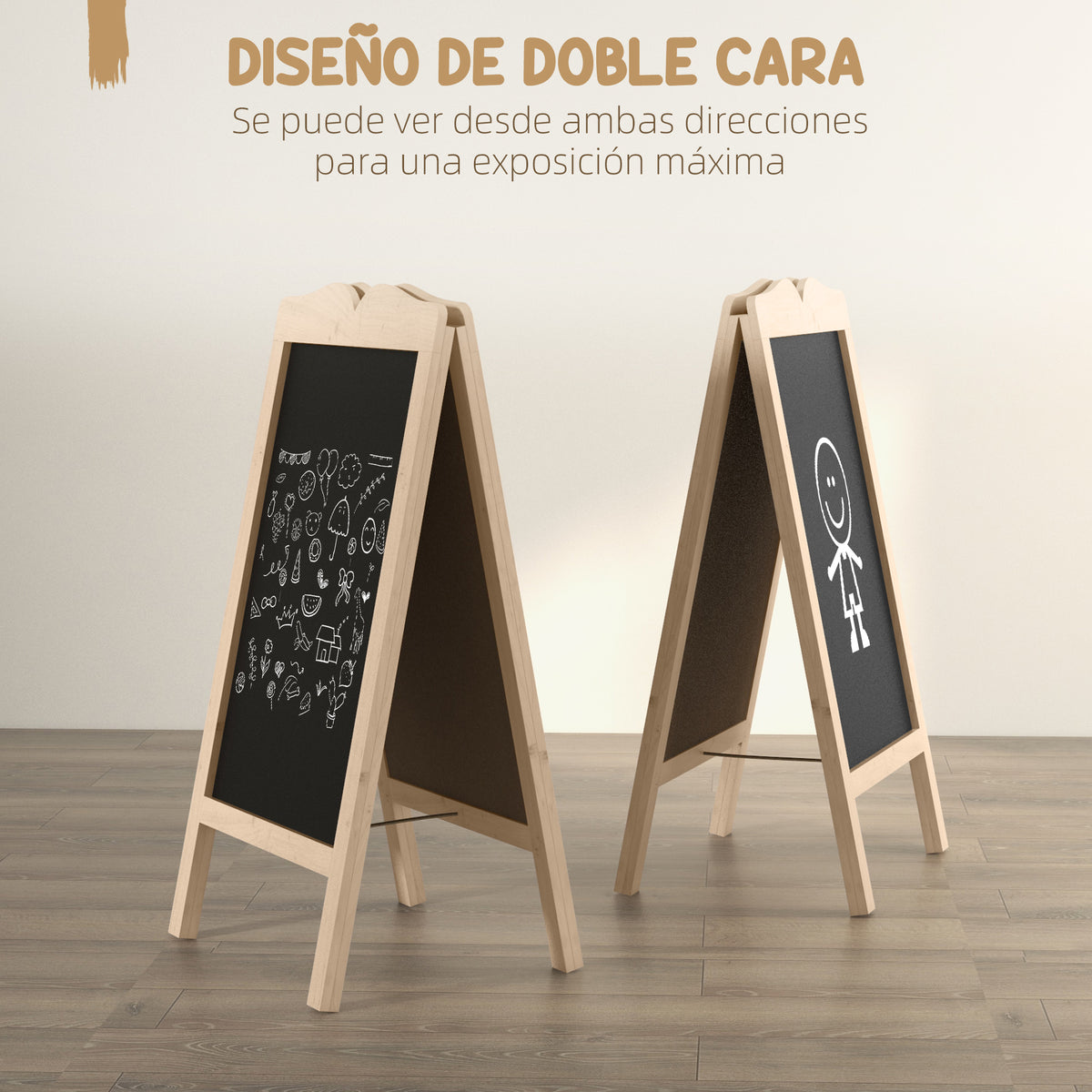 Vinsetto Pizarra Caballete Con Marco De Madera Plegable 51x60x101 Cm Natural_5