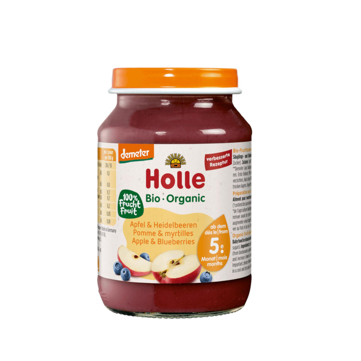 Potito de Manzana y Arándano (a partir del 4º mes) Eco/Dem Holle 190g