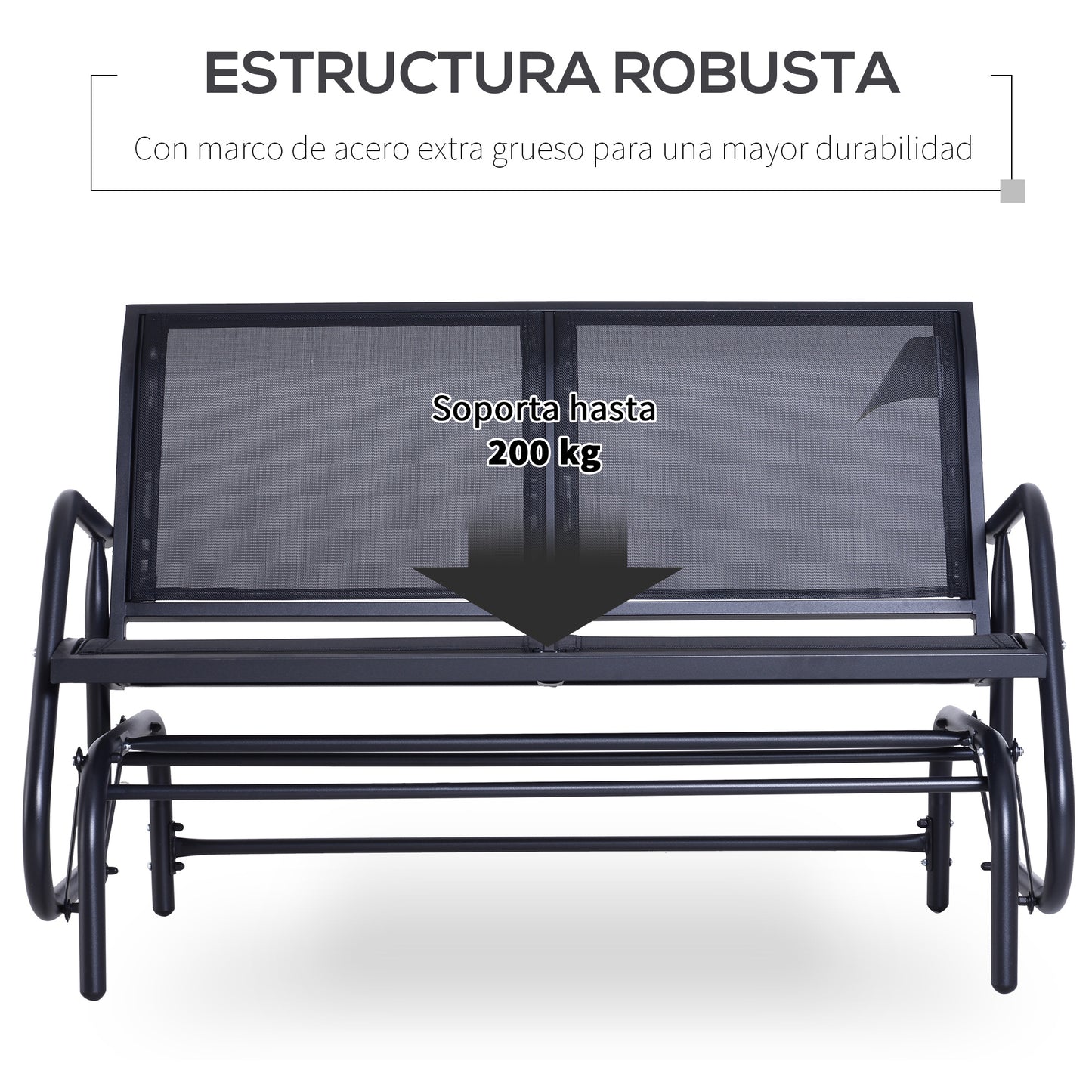 Outsunny Banco Balancín Jardín Columpio De 2 Plazas Estable Tubo Metal 120x70x85_5
