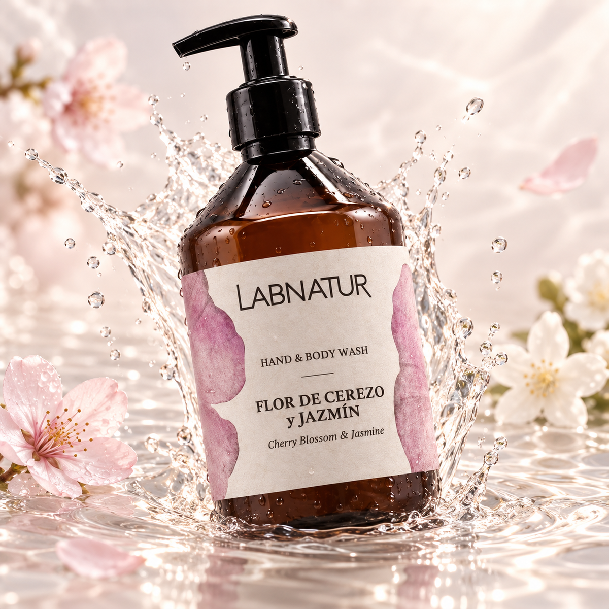 Jabón Manos y Cuerpo Flor de Cerezo y Jazmín Labnatur 500 ml | Aroma Floral y Dulce | Limpieza Suave | Vegano_4