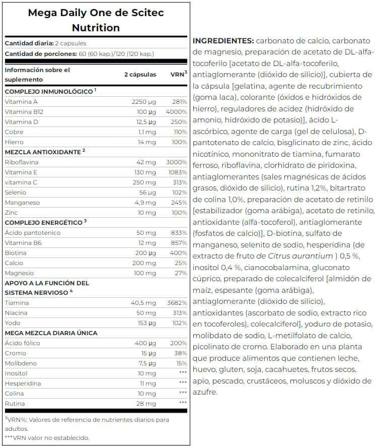 Mega Daily One - 120 Cápsulas - Complejos Multivitaminicos - Scitec Nutrition_5