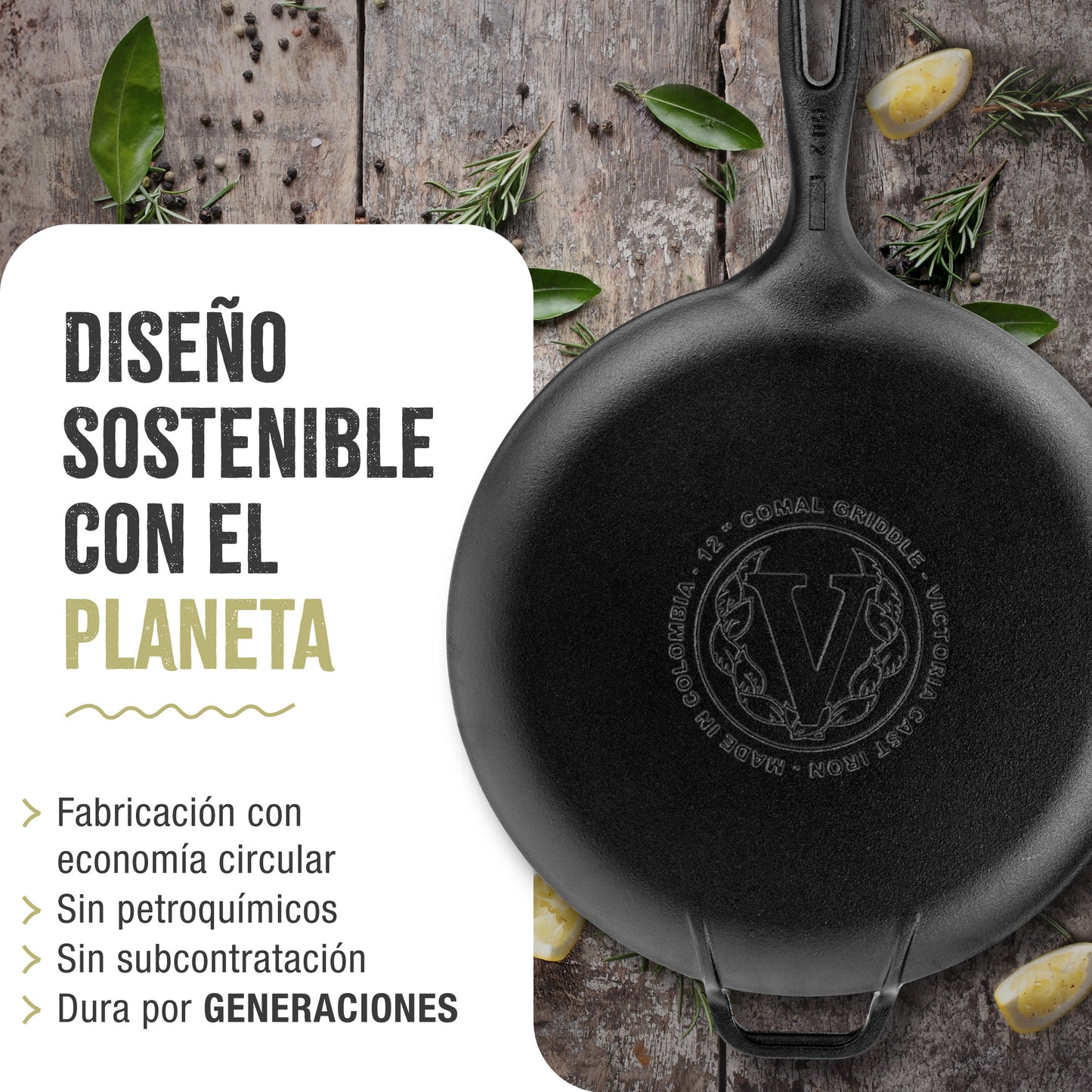 Victoria Plancha Cocina Inducción Comal Hierro Fundido Curado Para Pizza, Tortillas 30cm Fuego, Barbacoa, 35891, Negro_5