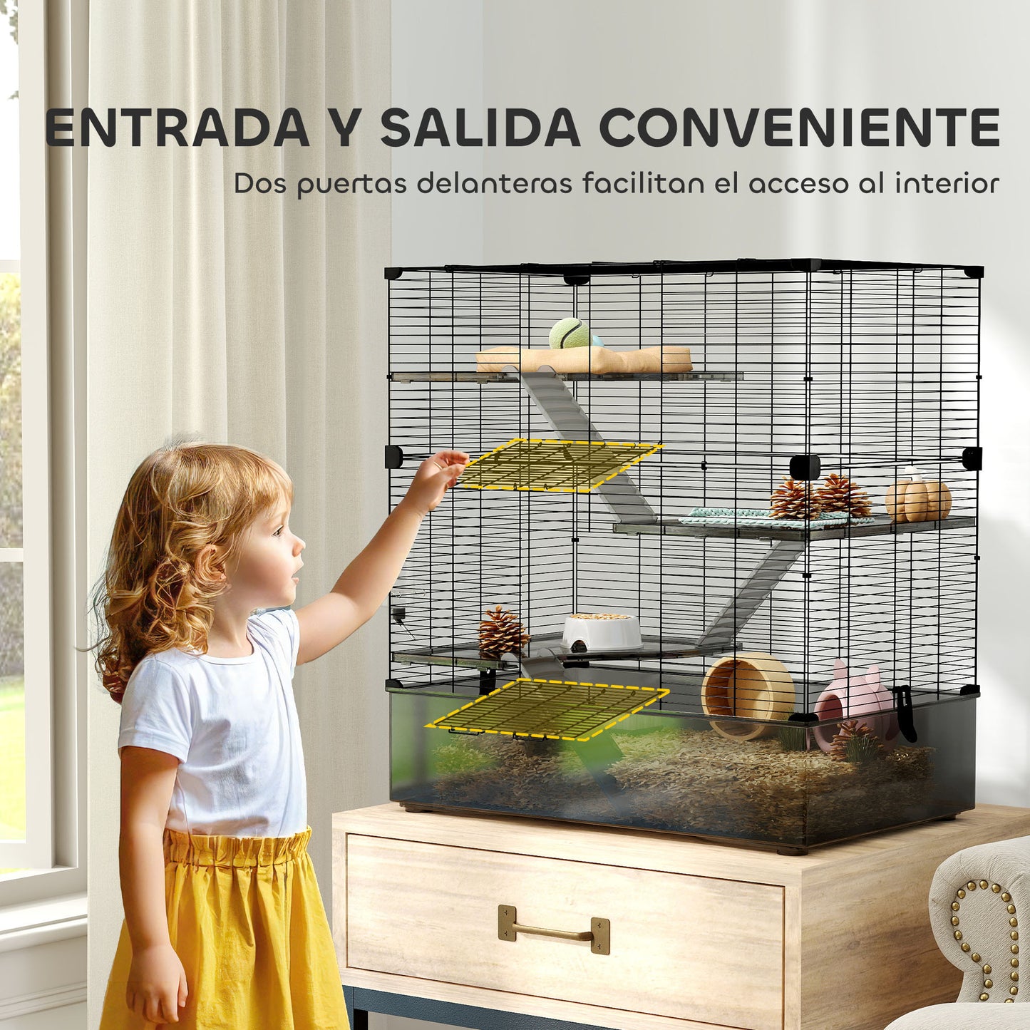 Pawhut Jaula Para Hurones De 4 Niveles Con Bandeja Inferior 73x47x80 Cm Negro_5