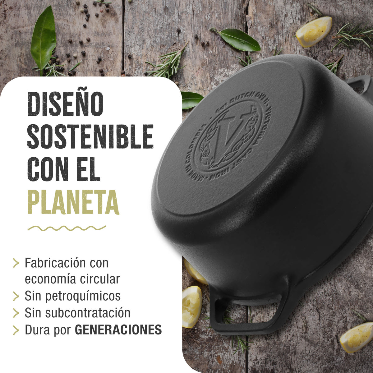 Victoria Horno Holandés Olla Inducción Hierro Fundido Esmaltado 29cm, Cocotte 6,6l, Sin Ptfe Ni Pfoa, 39493, Negro_5