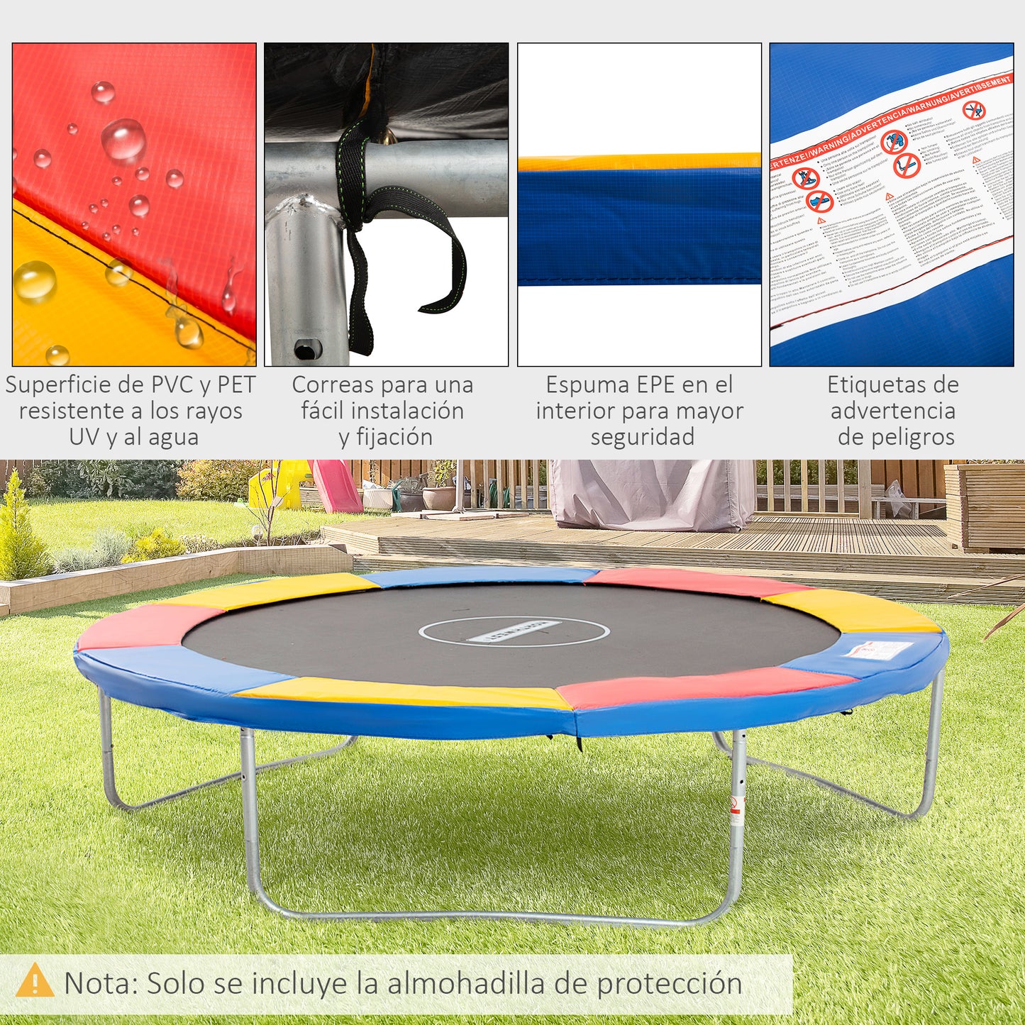 Homcom Cubierta Protectora Para Borde De Cama Elástica Trampolín Medidas_5