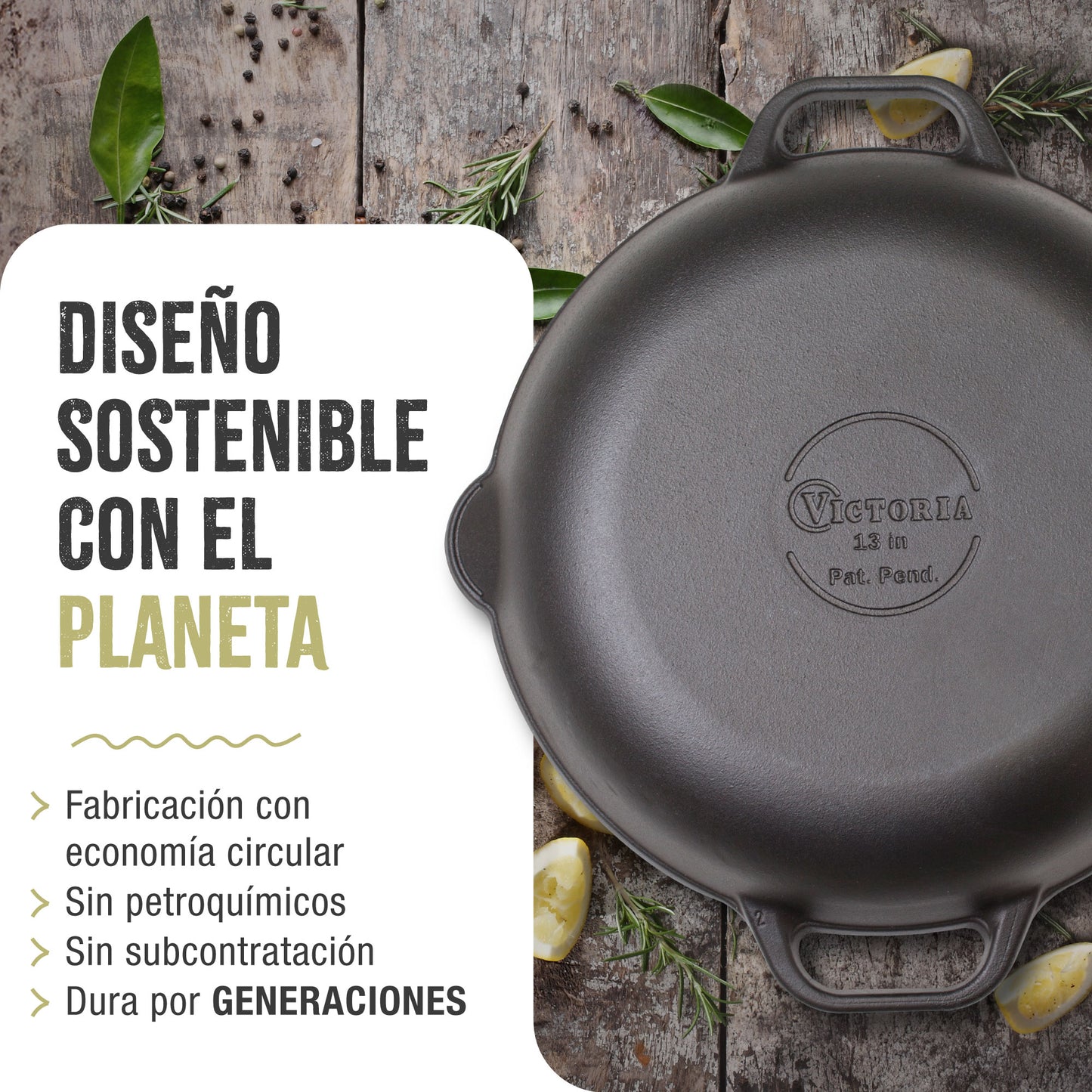 Victoria Paellera Hierro Fundido Esmaltado Inducción 33cm, Apta Fuego, Barbacoa, Horno Cast Iron Skillet, 31947, Negro_5