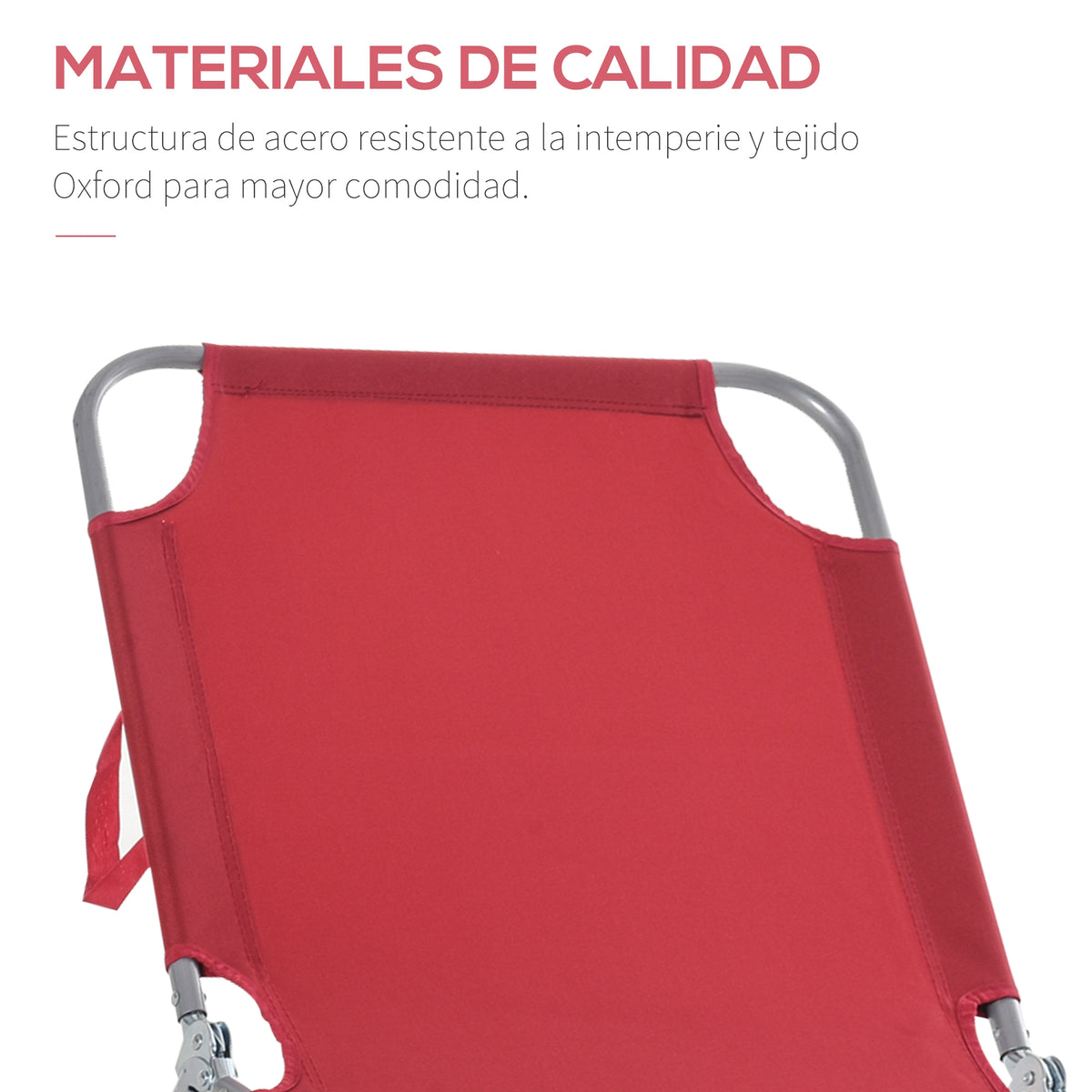 Outsunny Tumbona Plegable Respaldo Ajustable En 5 Niveles 187x55x24 Cm Burdeos_5