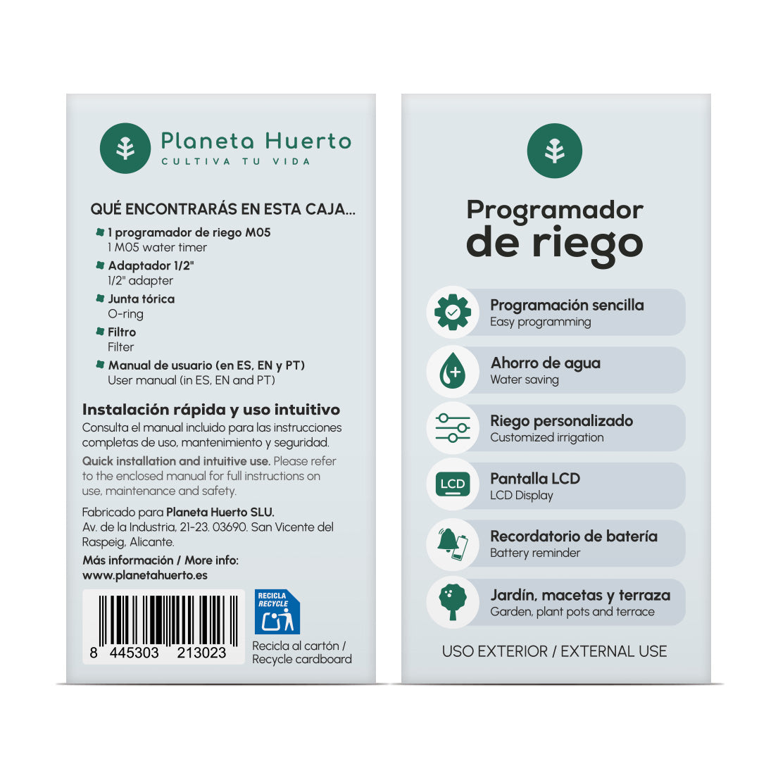 Programador de Riego Digital Planeta Huerto
