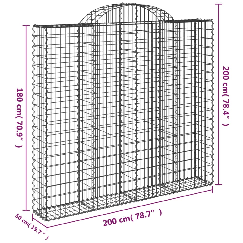 Cestas De Gaviones 2 Uds Forma De Arco Hierro 200x50x180/200 Cm_5