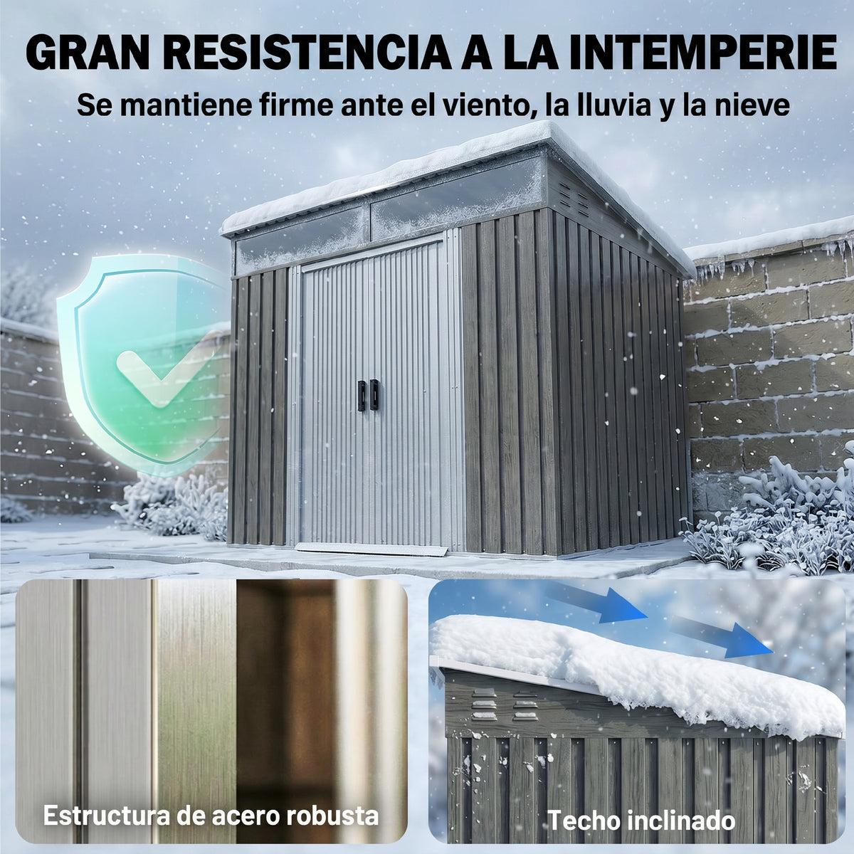 Outsunny Caseta De Jardín 2 M² 195x122x181,5 Cm Con Puerta Corredera Gris Claro_5