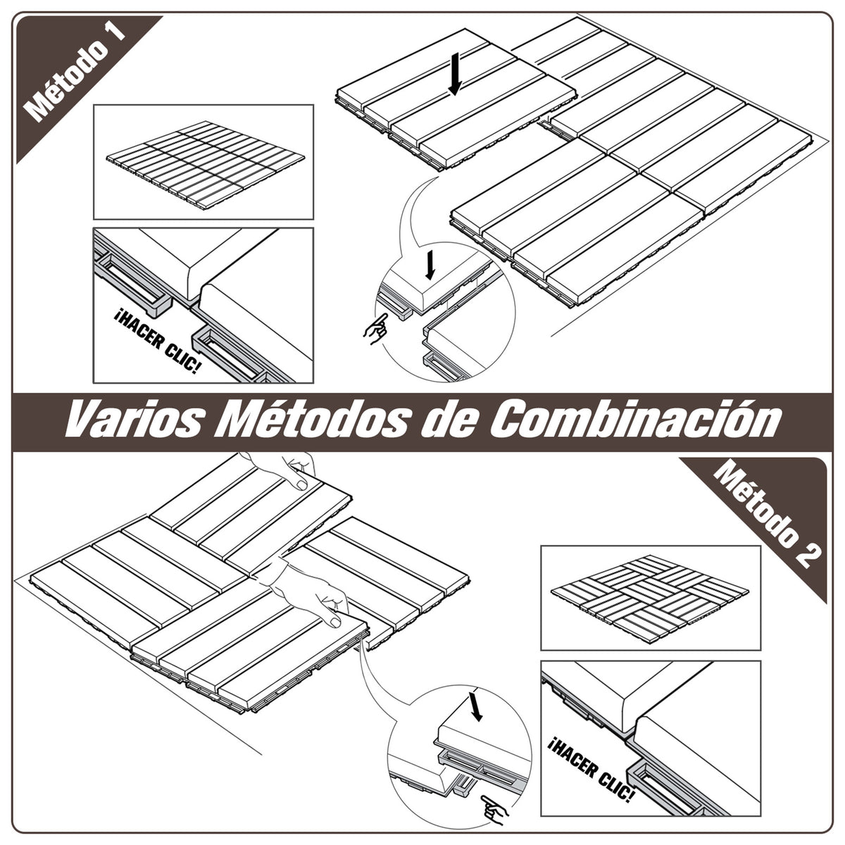 Outsunny Baldosas Cuadradas Para Suelos 30x30 Paquete De 9 Piezas Cubre 0.81 M²_5