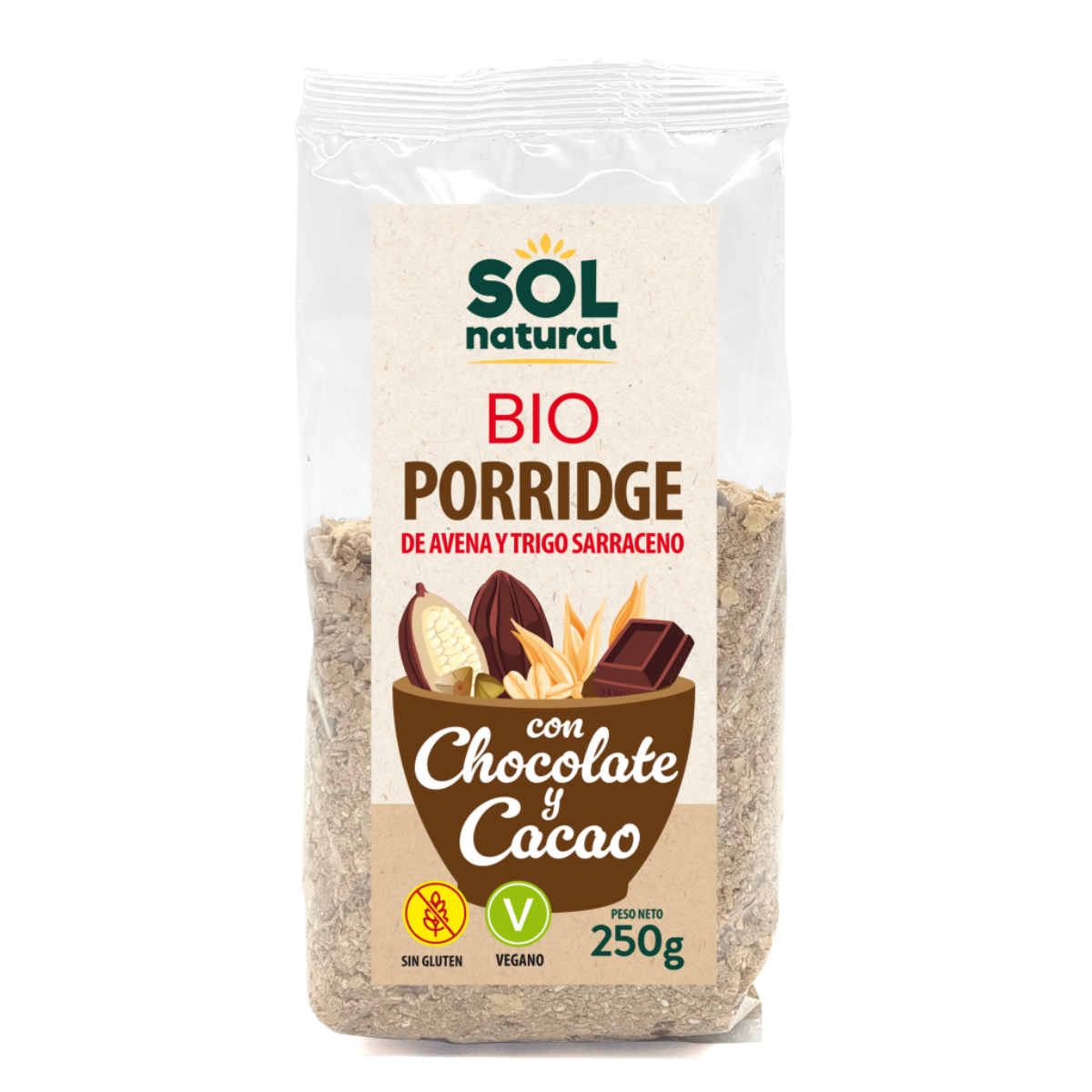 Porridge de Trigo Sarraceno con Avena y Chocolate BIO Sol Natural 250 g