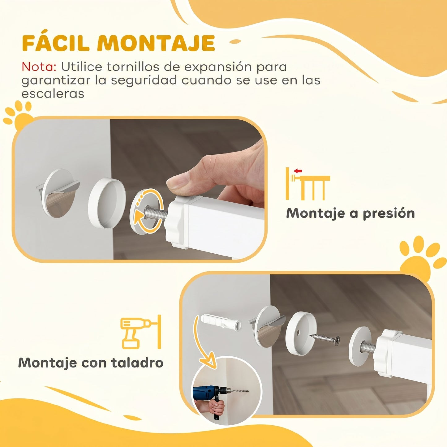 Pawhut Barrera De Seguridad De Perros Para Escaleras 75-115 Cm Con 2 Extensiones_5
