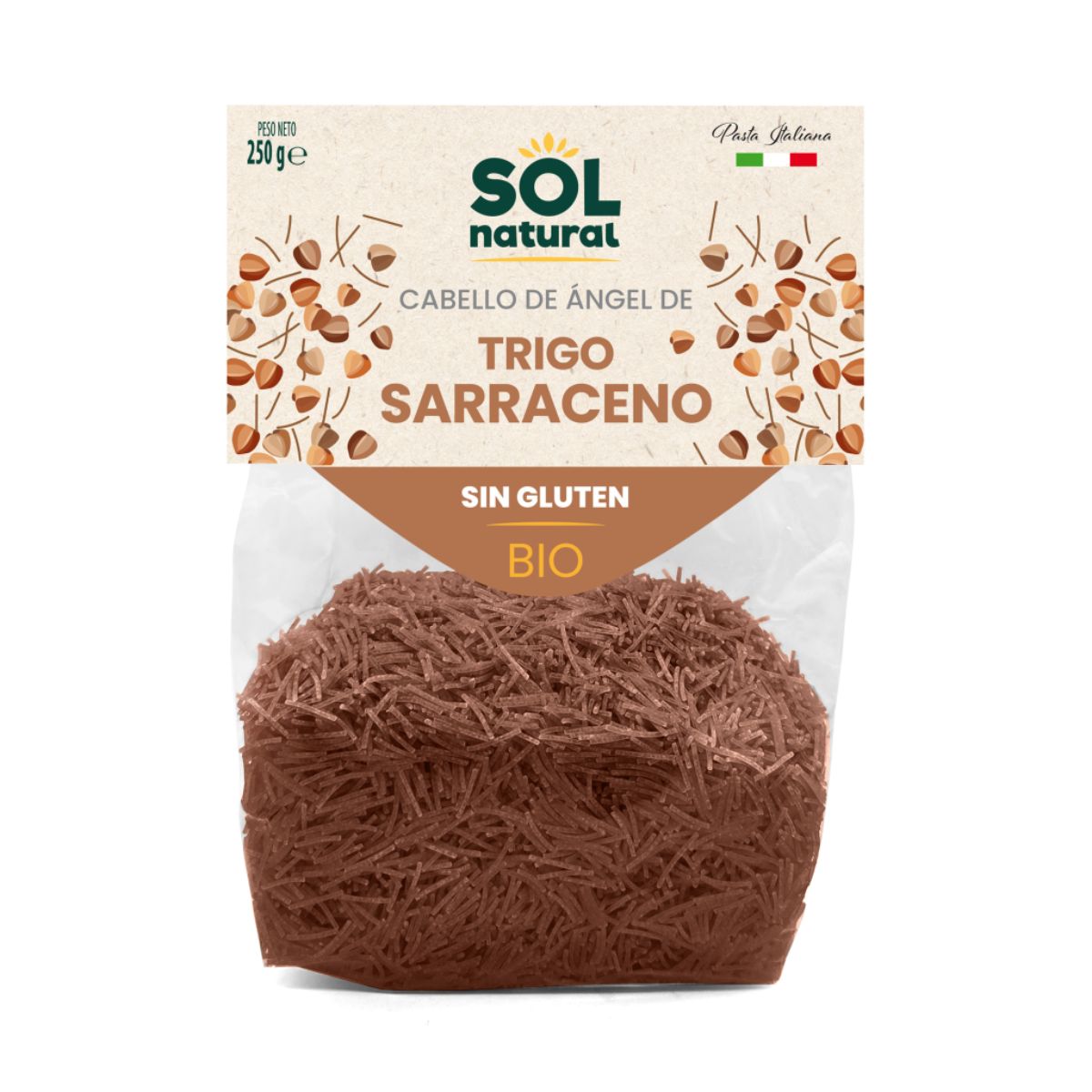 Pasta Cabello de Ángel De Trigo Sarraceno Sin Gluten Bio, Sol Natural, 250 g