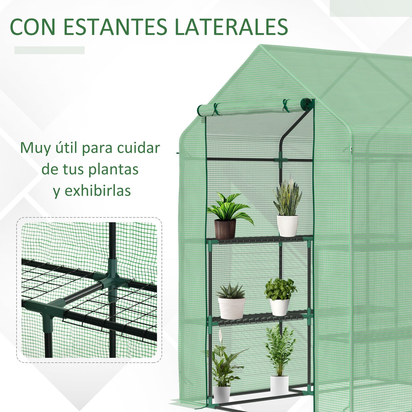 Outsunny Invernadero De Jardín Con 2 Niveles 4 Estantes Cultivos Plantas Macetas_5