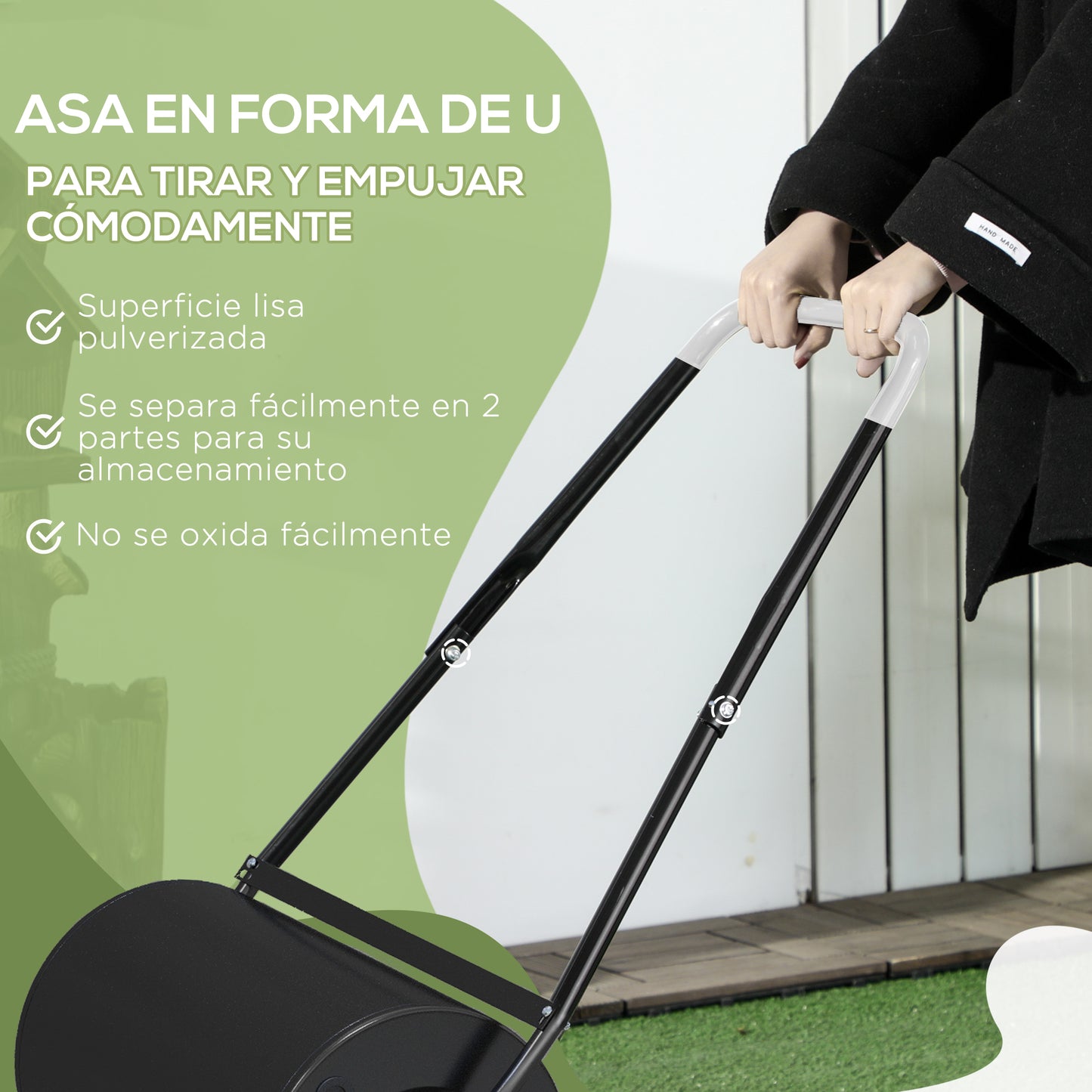 Durhand Rodillo De Césped Jardín Acero 38l Llena Agua Arena Φ32x50cm Asa_5