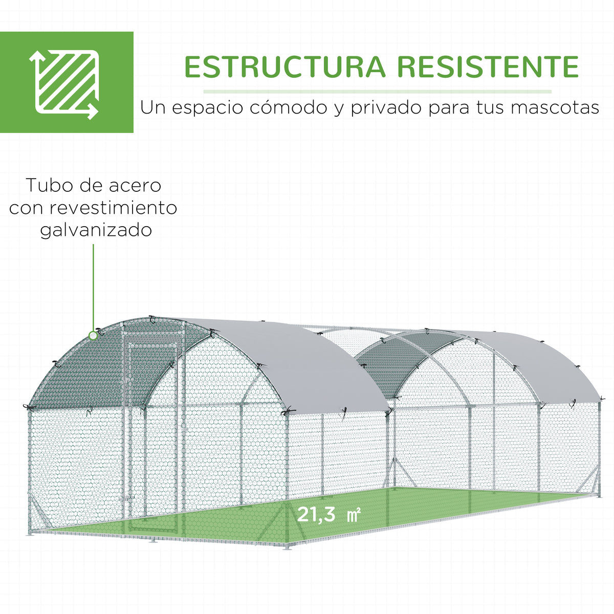 Pawhut Gallinero Para Exterior Grande De Acero Galvanizado 280x760x197 Cm Plata_5