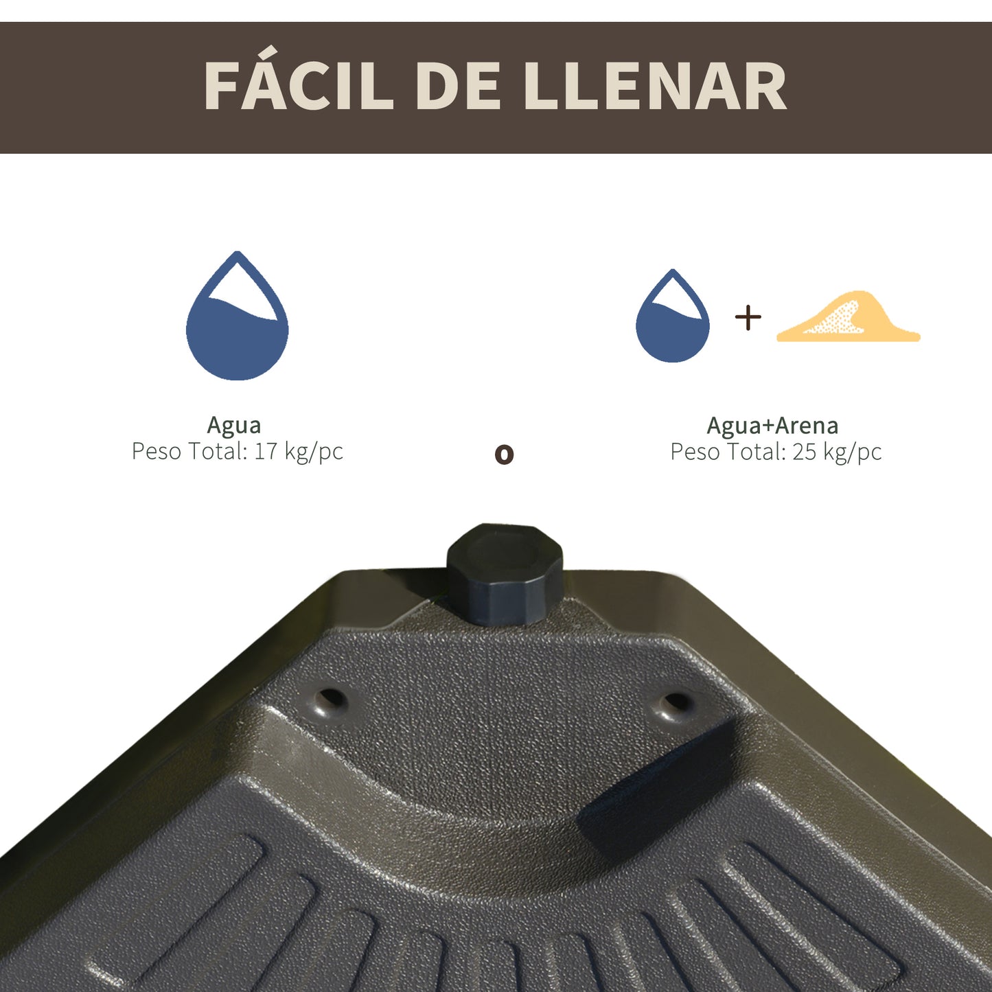Outsunny Base Para Sombrilla 4 Partes Rellenable De Arena Y Agua Desmontable_5