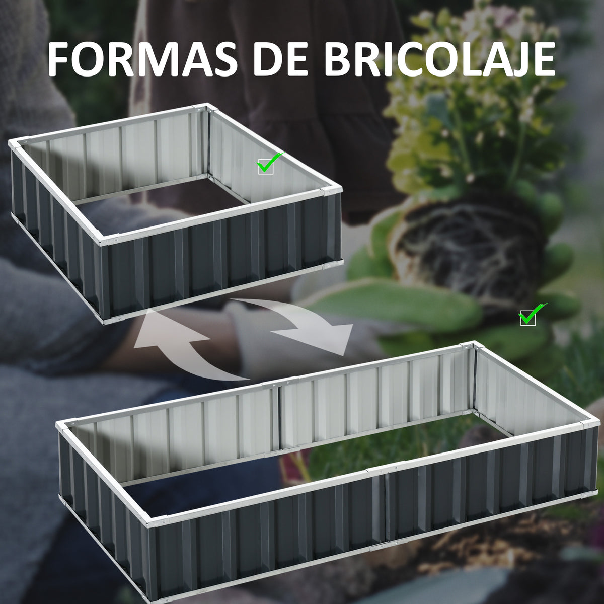 Outsunny Huerto Urbano 174x90x30cm Con Guantes Para Cultivos Plantas Flores Gris_5