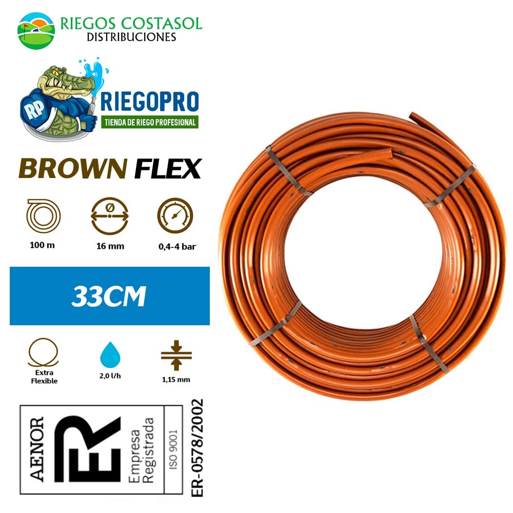 Tubería Autocompensante Marrón A 33cm 100 Metros. Brownflex._0