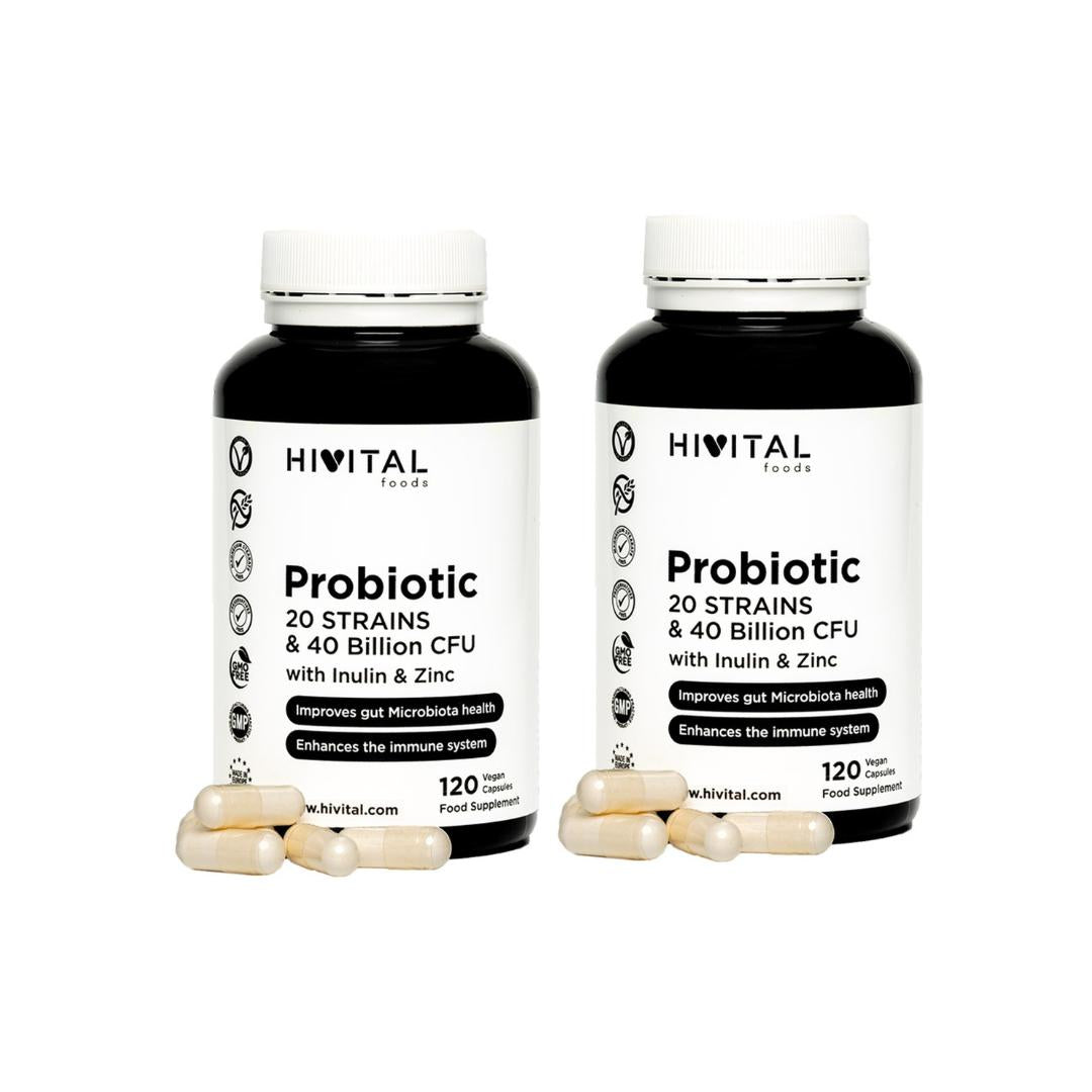 Pack 2x Probiótico con Inulina y Zinc Hivital 120 cápsulas