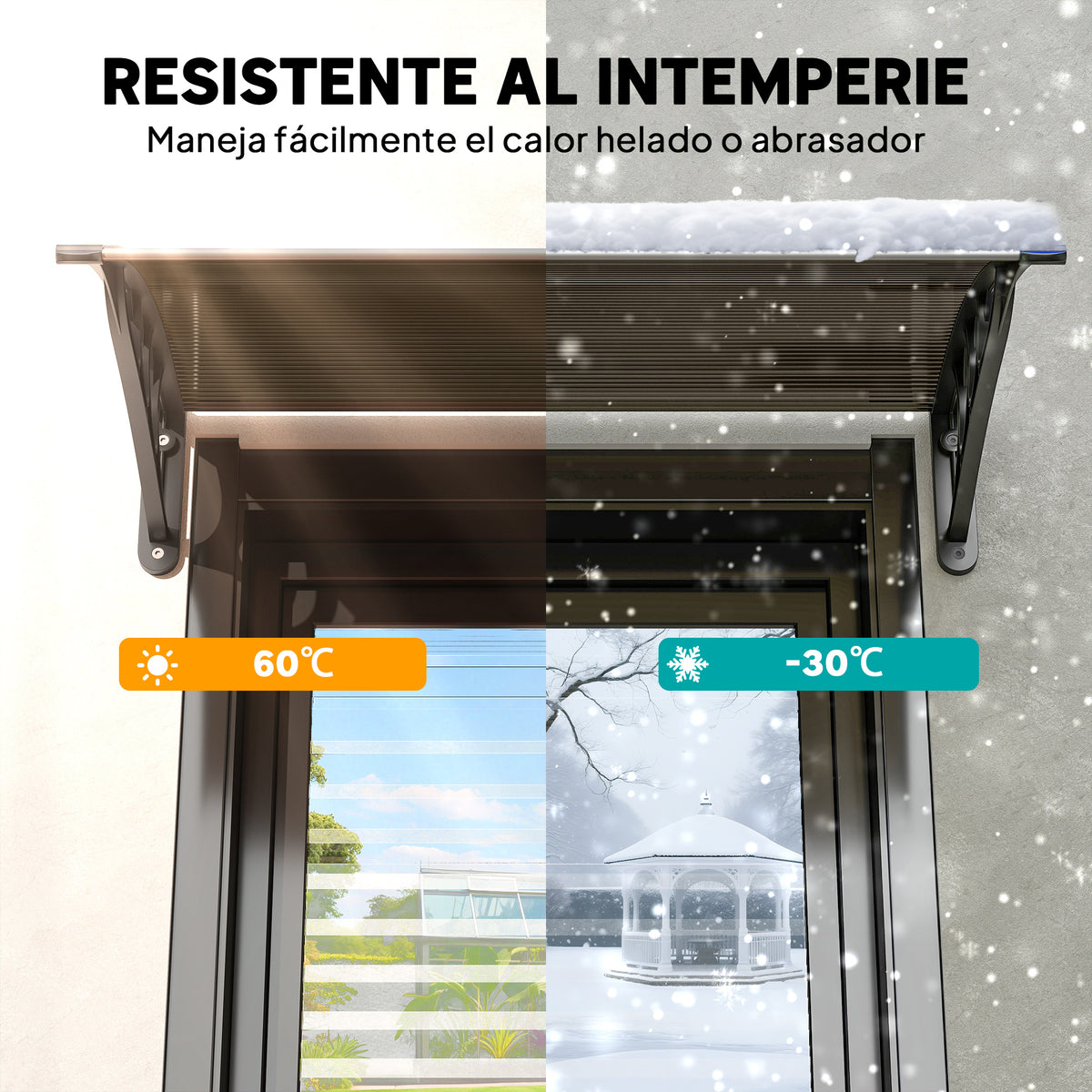 Outsunny Tejadillo De Protección 75x100cm Marquesina Para Puerta Marrón_5