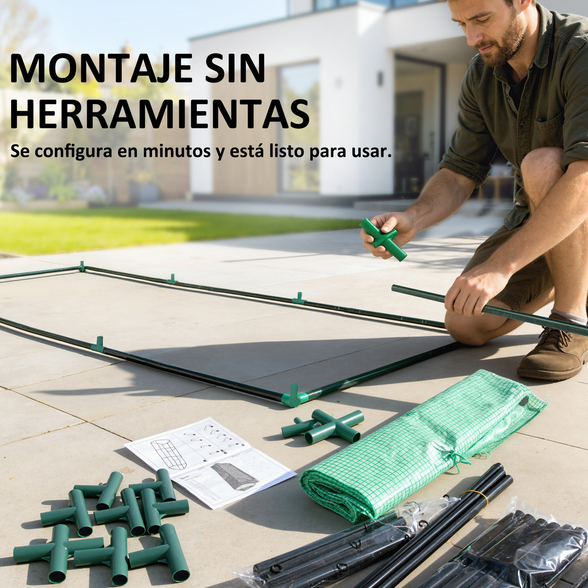Outsunny Invernadero De Terraza 240x90x90 Cm Con Ventanas De Malla Verde_5