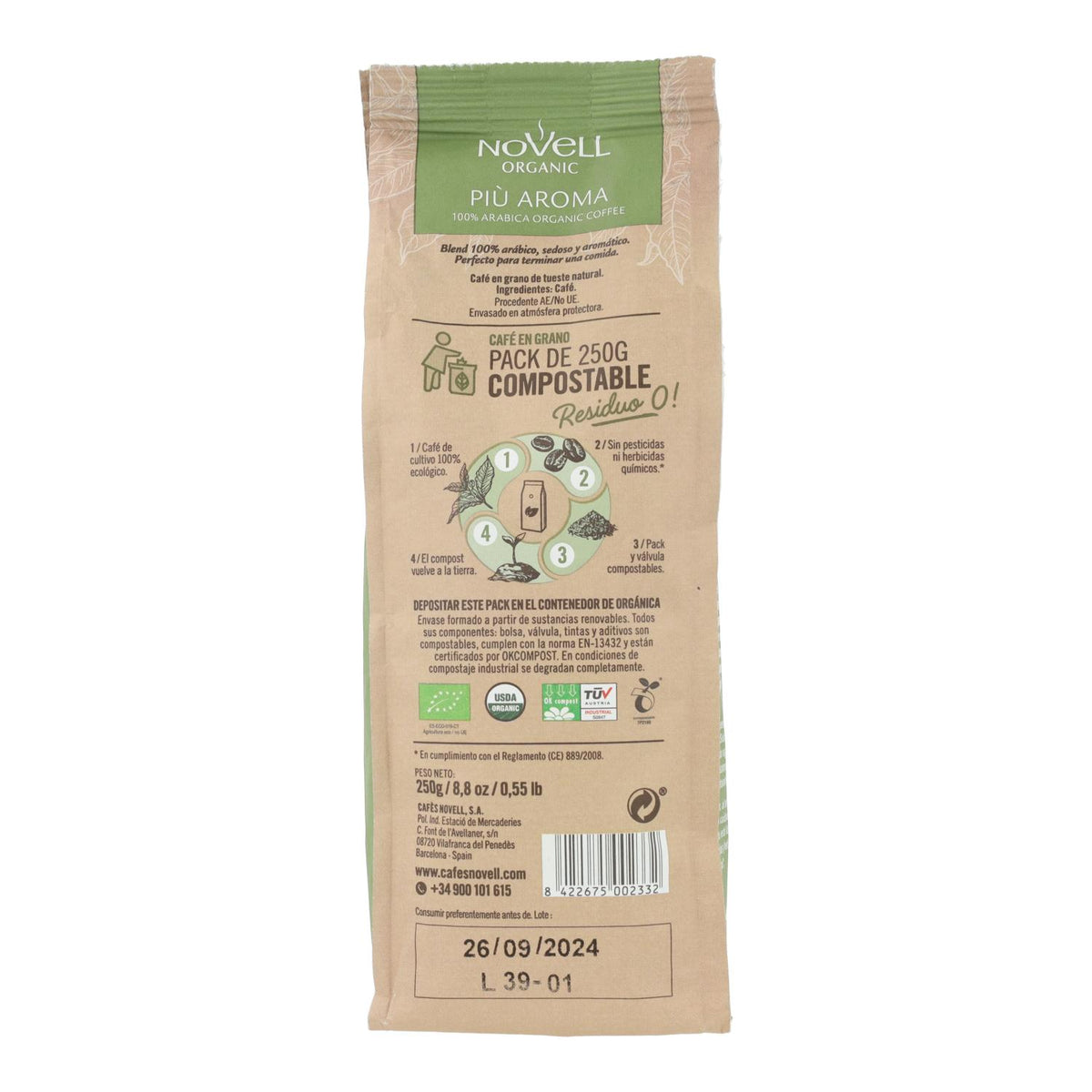 Café en grano eco Più Aroma 250g