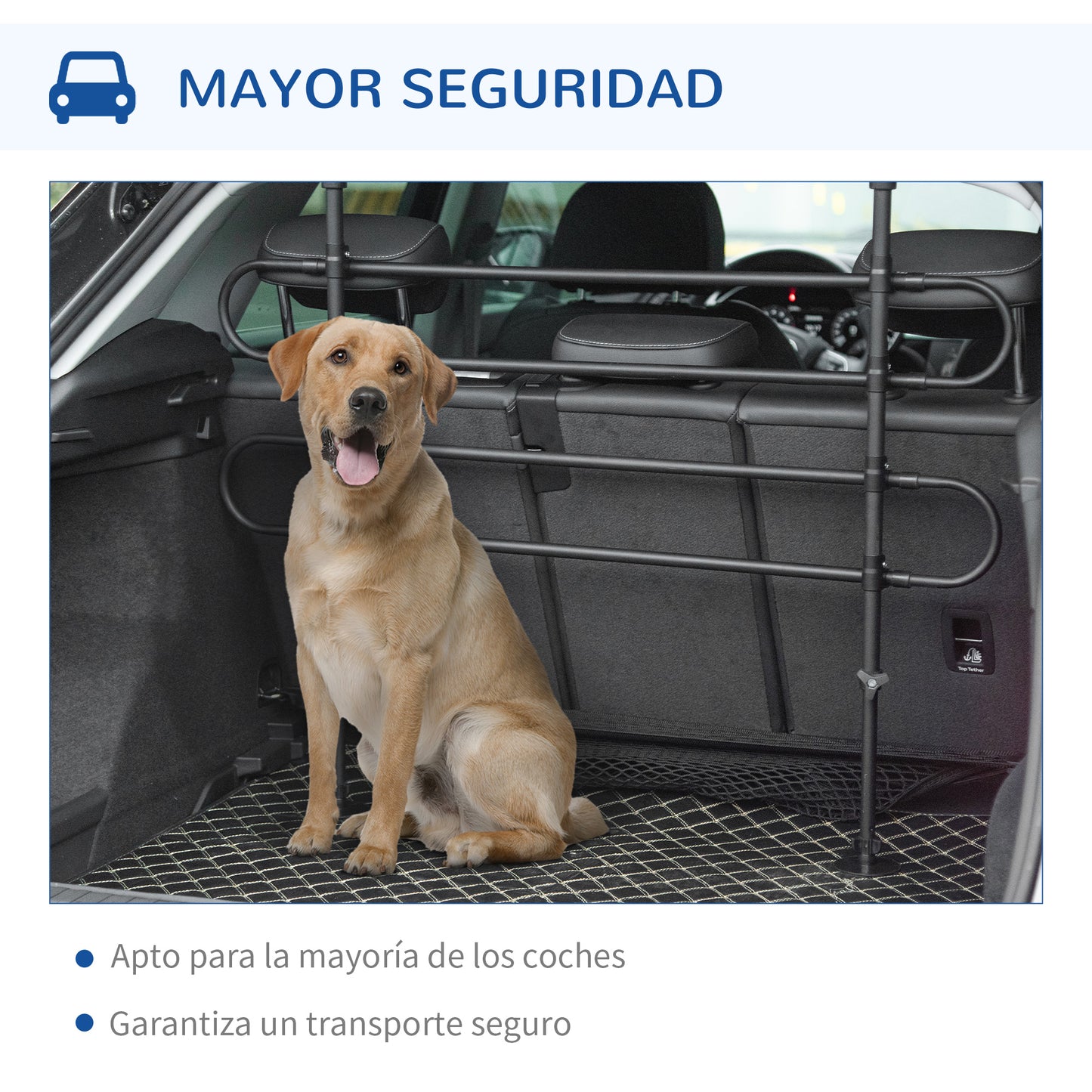 Pawhut Separador De Coche Para Perros Ajustable En Ancho Altura 87-135x60-105 Cm_5
