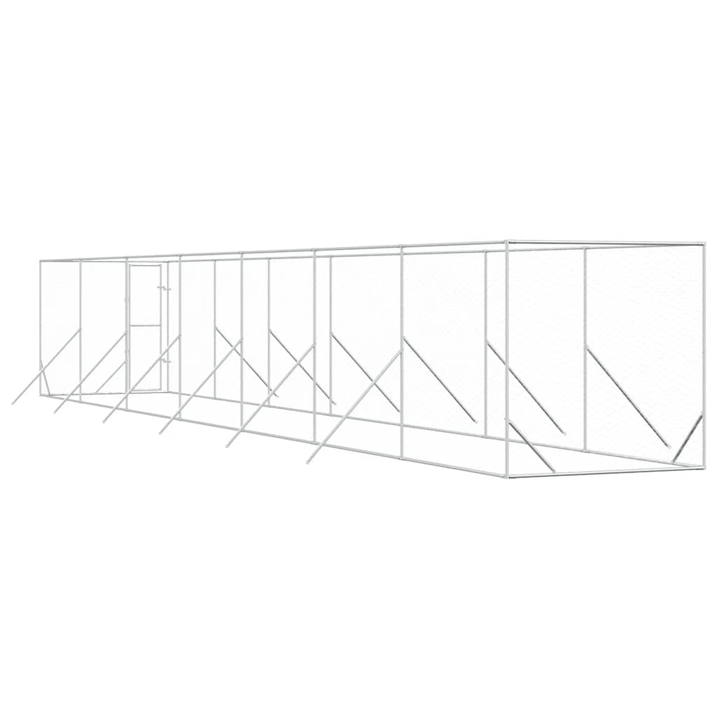 Perrera De Exterior Acero Galvanizado Plateado 2x14x2 M_5
