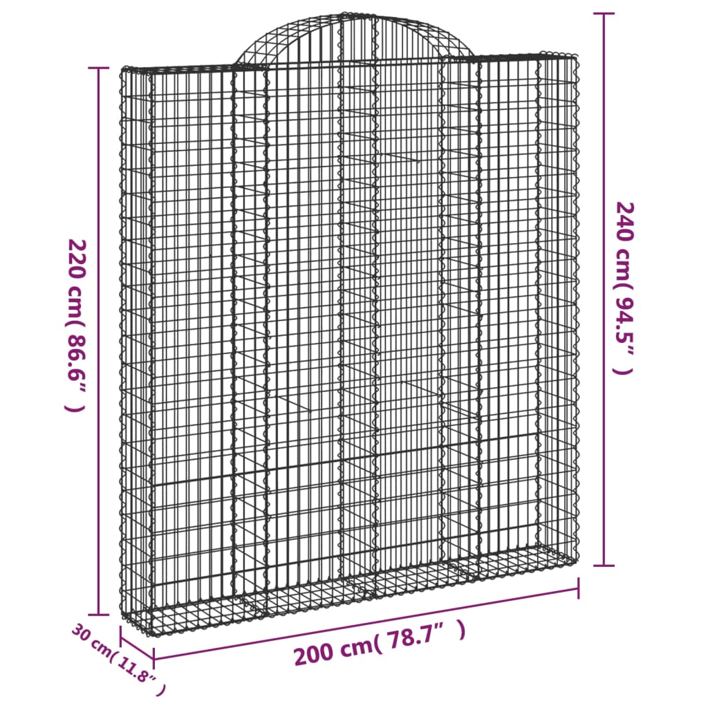 Cestas De Gaviones 7 Uds Forma De Arco Hierro 200x30x220/240 Cm_5