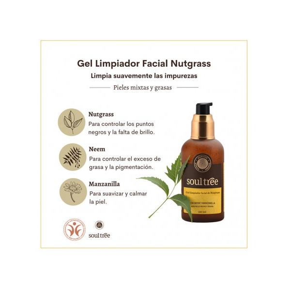 Gel limpiador facial Nutgrass Soultree La Rueda Natural 120 ml