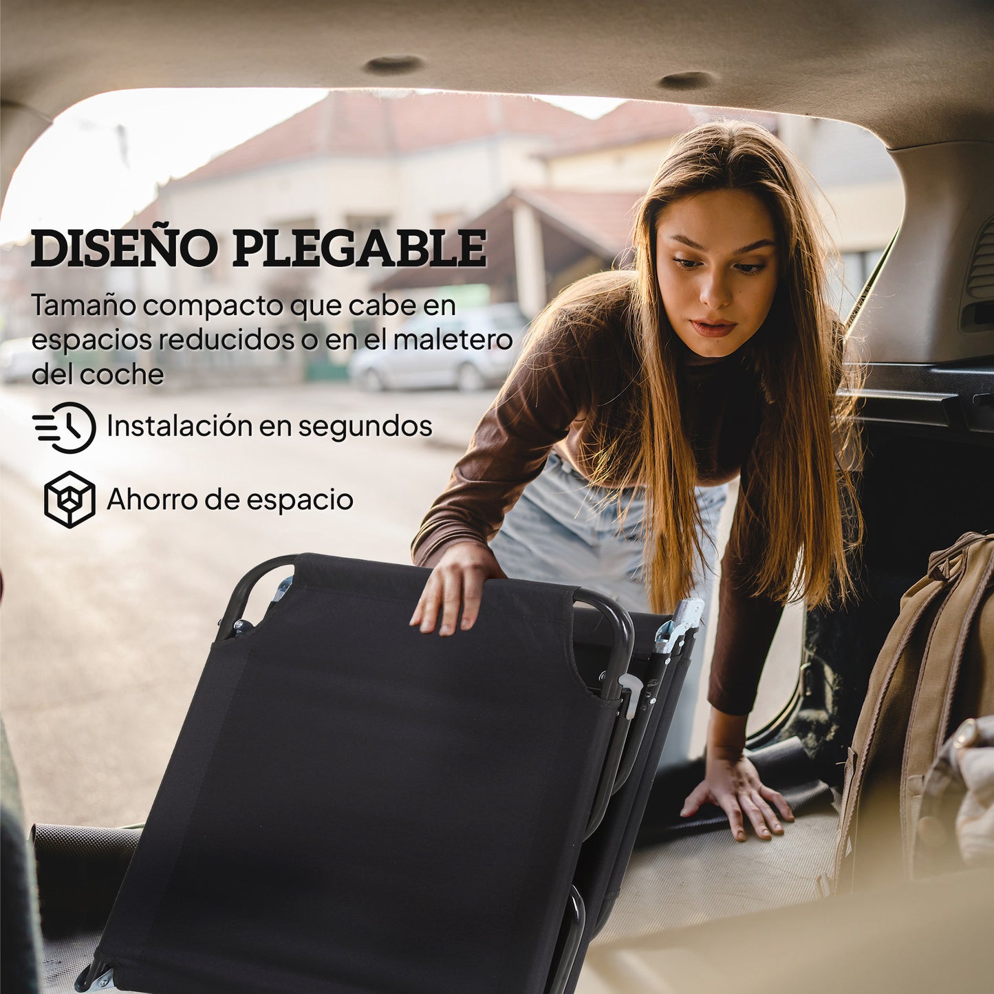 Outsunny Tumbona Plegable Reclinable Ajustable De 5 Posiciones 188x56x28cm Negro_5
