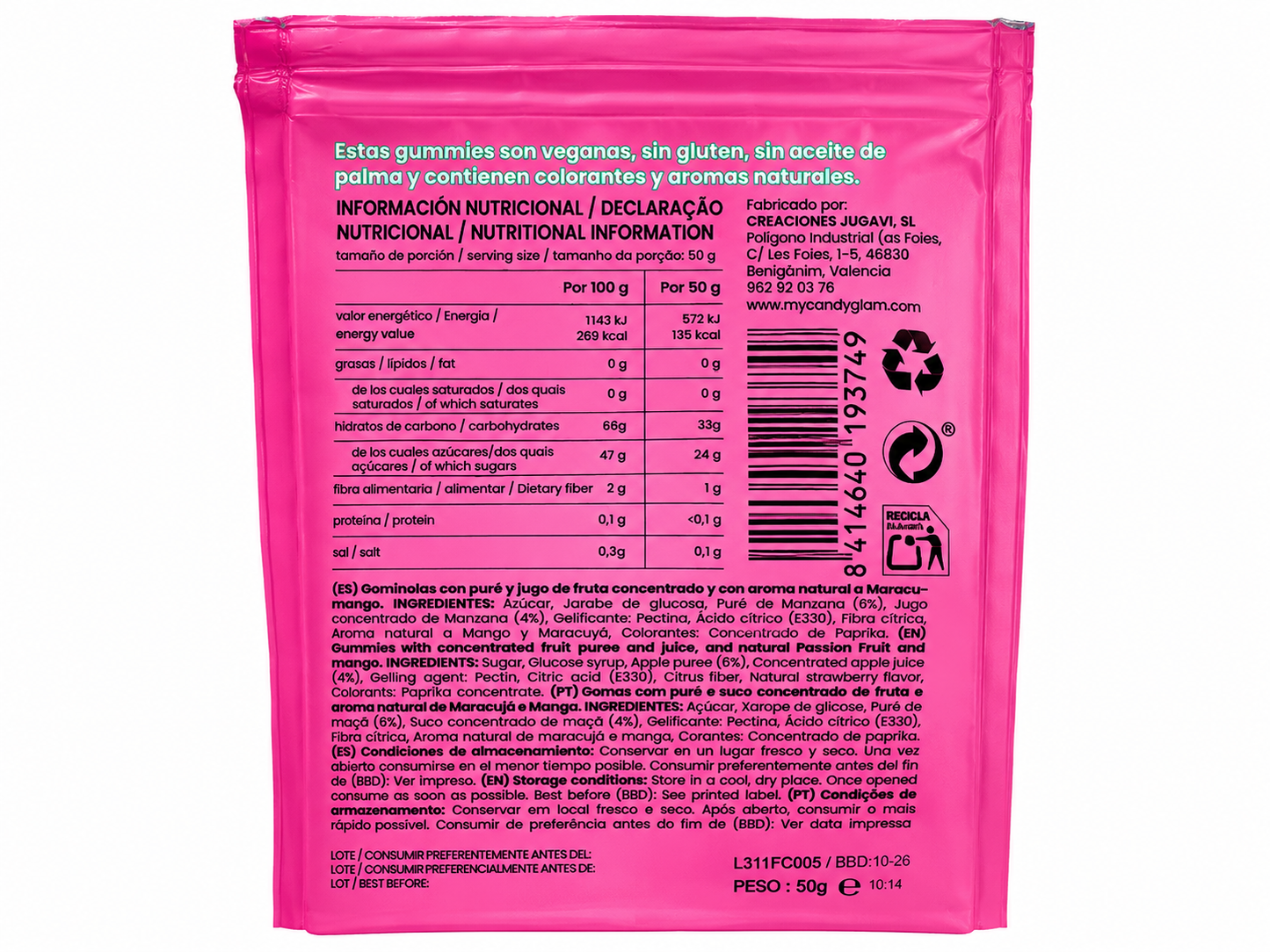 Gummies Veganas Sabor Cereza Pack 5 Bolsas - Snack Dulce Natural Sin Gluten_3