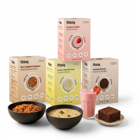 Pack Degustación Fitóniq, 4 cajas, Pasta Boloñesa, Crema de Verduras, Brownie de Chocolate, Batido de Fresa_0