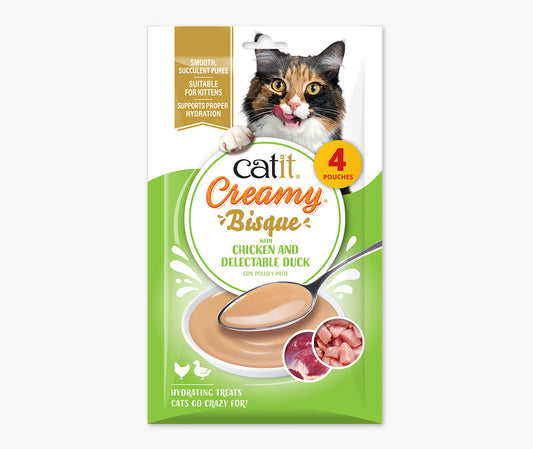 Sopa Cremosa para Gatos Creamy Bisque Pollo y Pato Catit 4 x 40 g