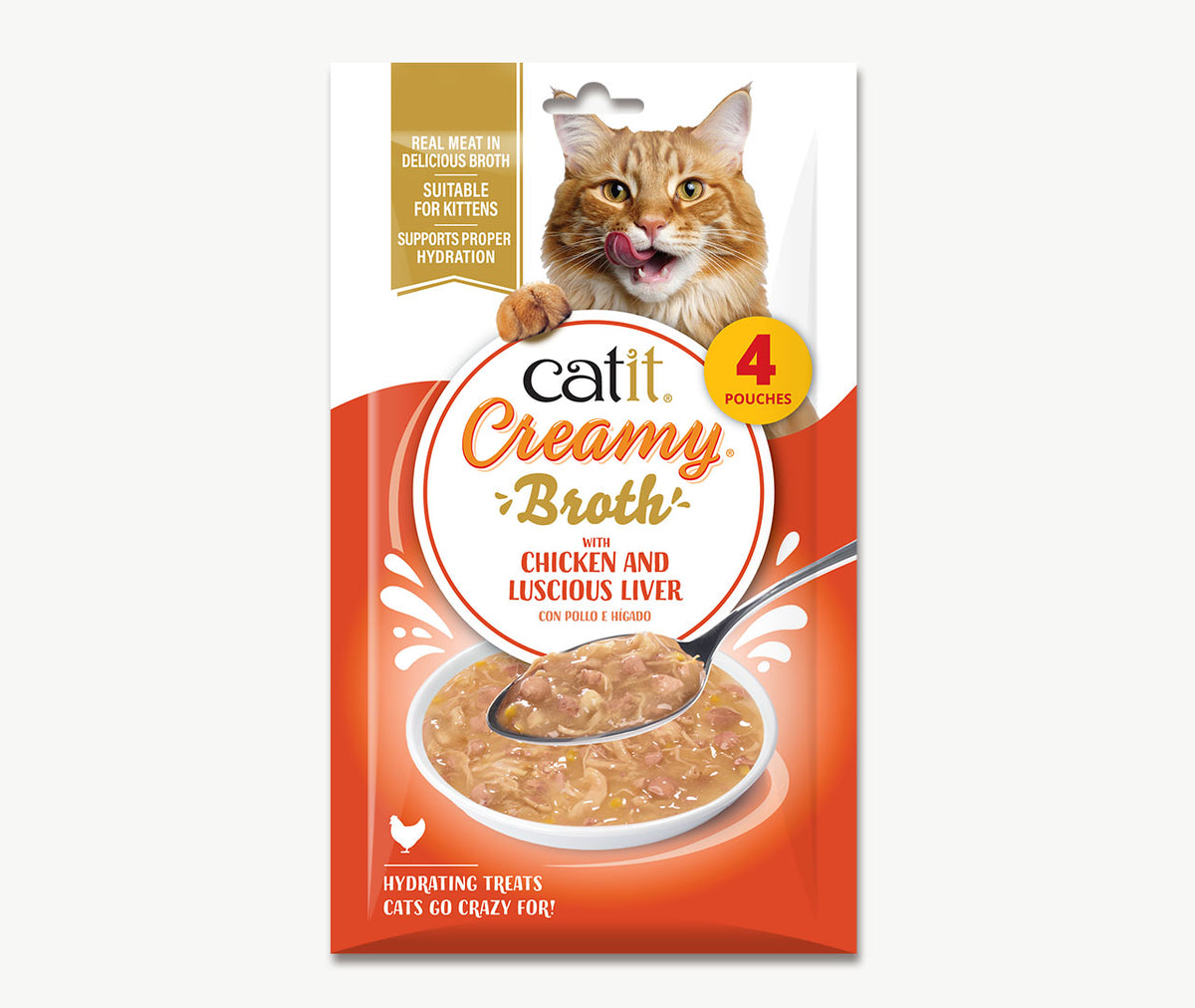 Caldo Cremoso para Gatos Creamy Broth Pollo e Hígado Catit 4 x 40 g