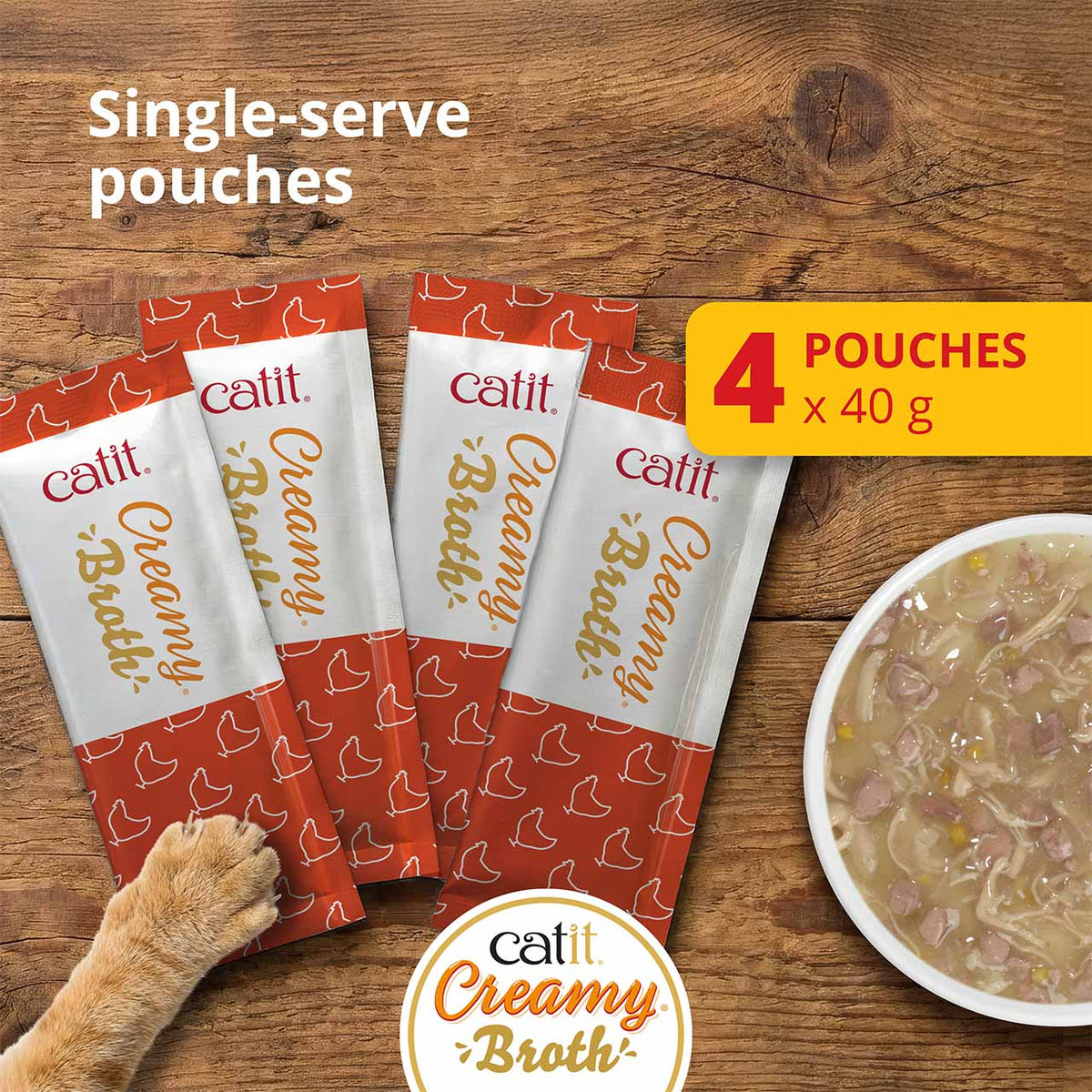 Caldo Cremoso para Gatos Creamy Broth Atún y Cangrejo Catit 4 x 40 g