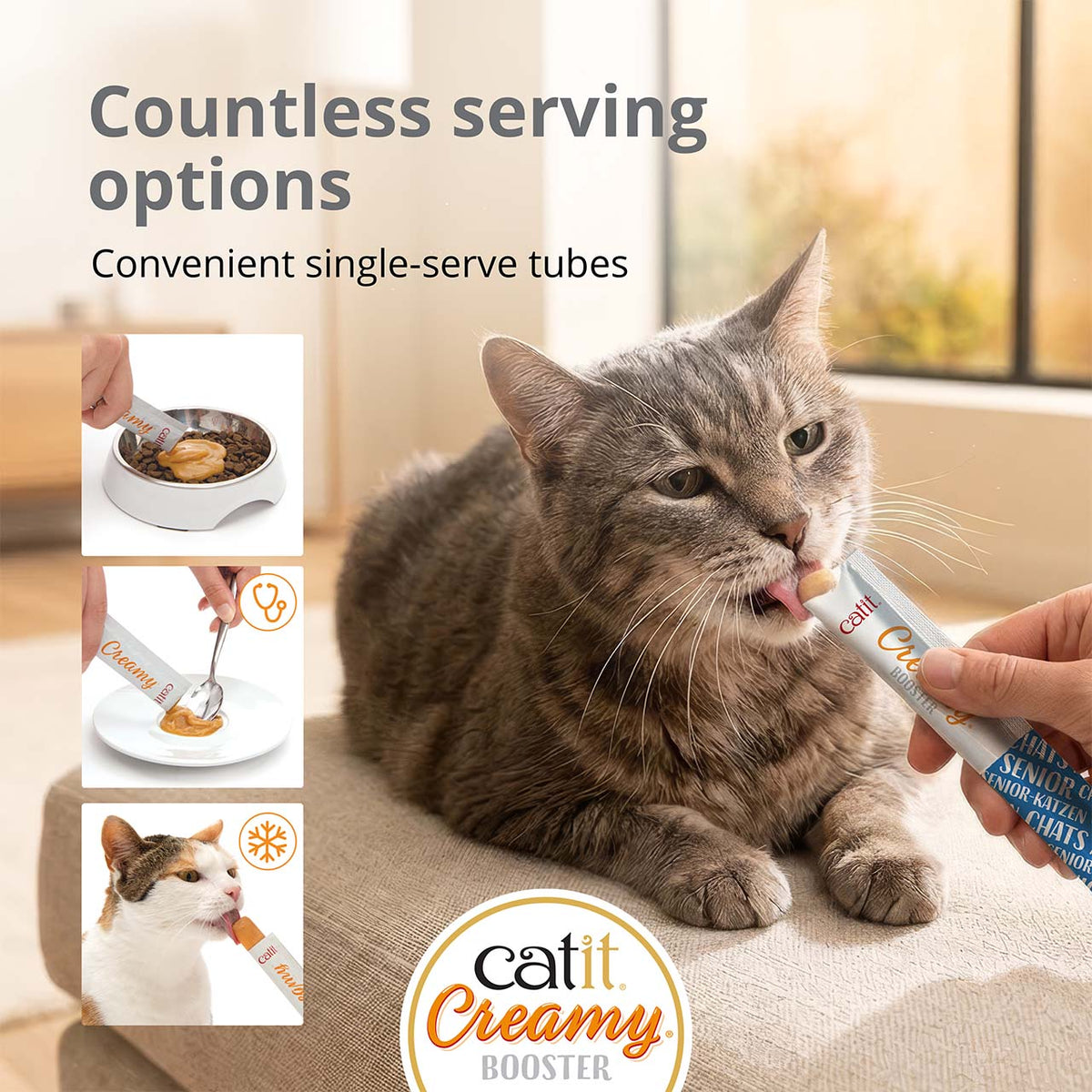 Snack Líquido para Gatos Senior Creamy Booster Pollo Catit 4 x 10 g